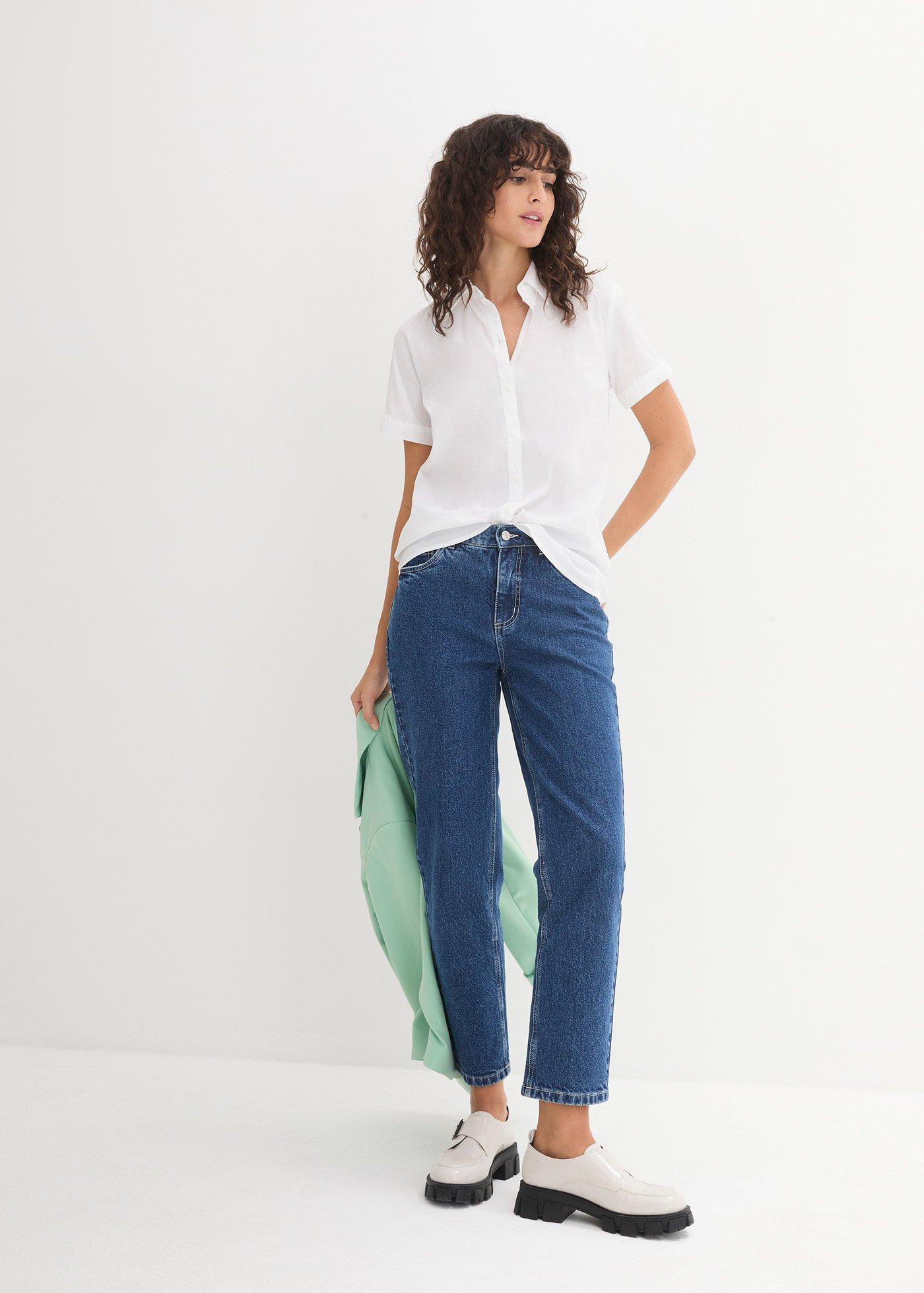 Bluzka z krótkim rękawem  z mieszanki bawełny ze stretchem - Bonprix