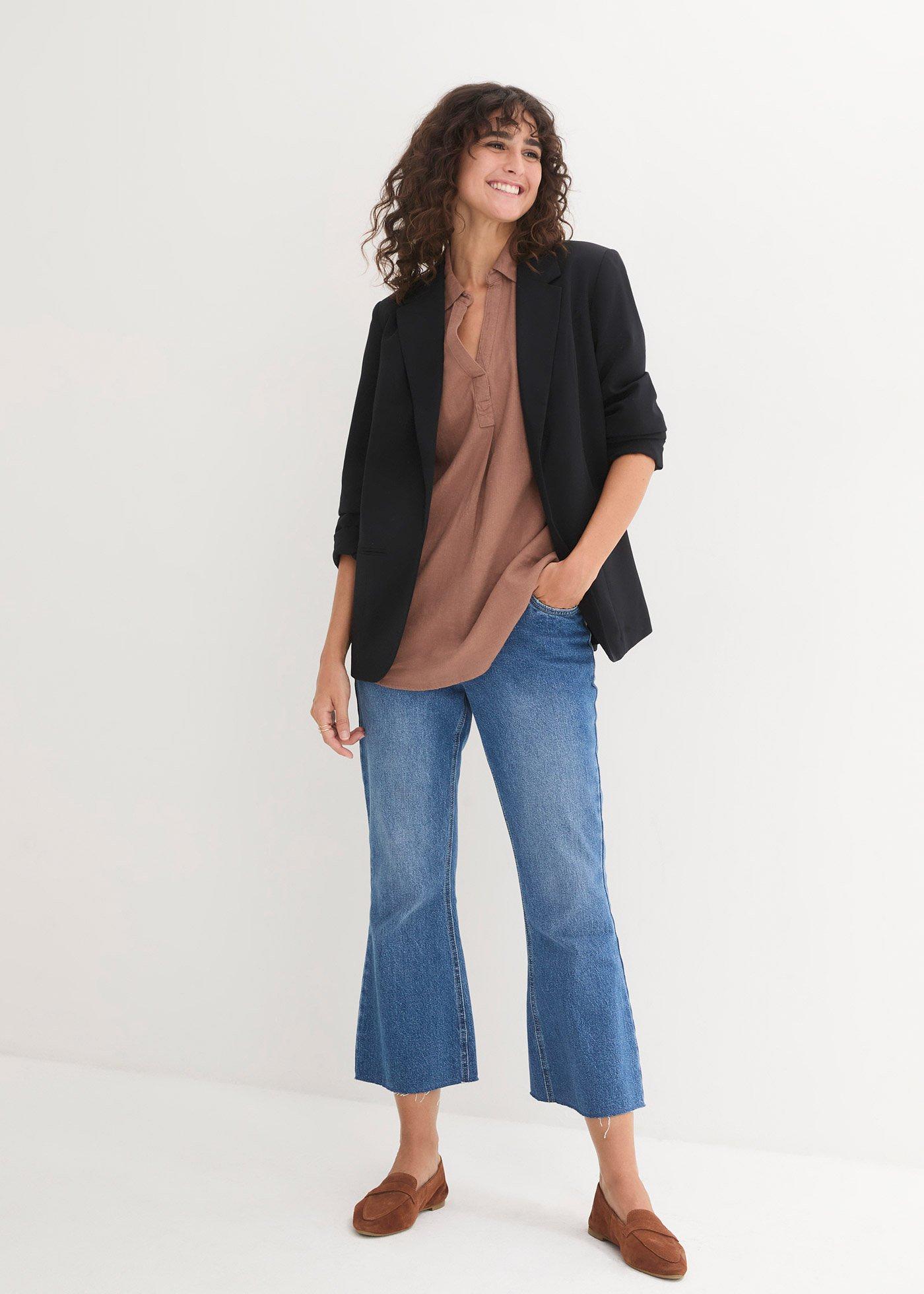 Bluzka lniana, rękawy 3/4 - Bonprix