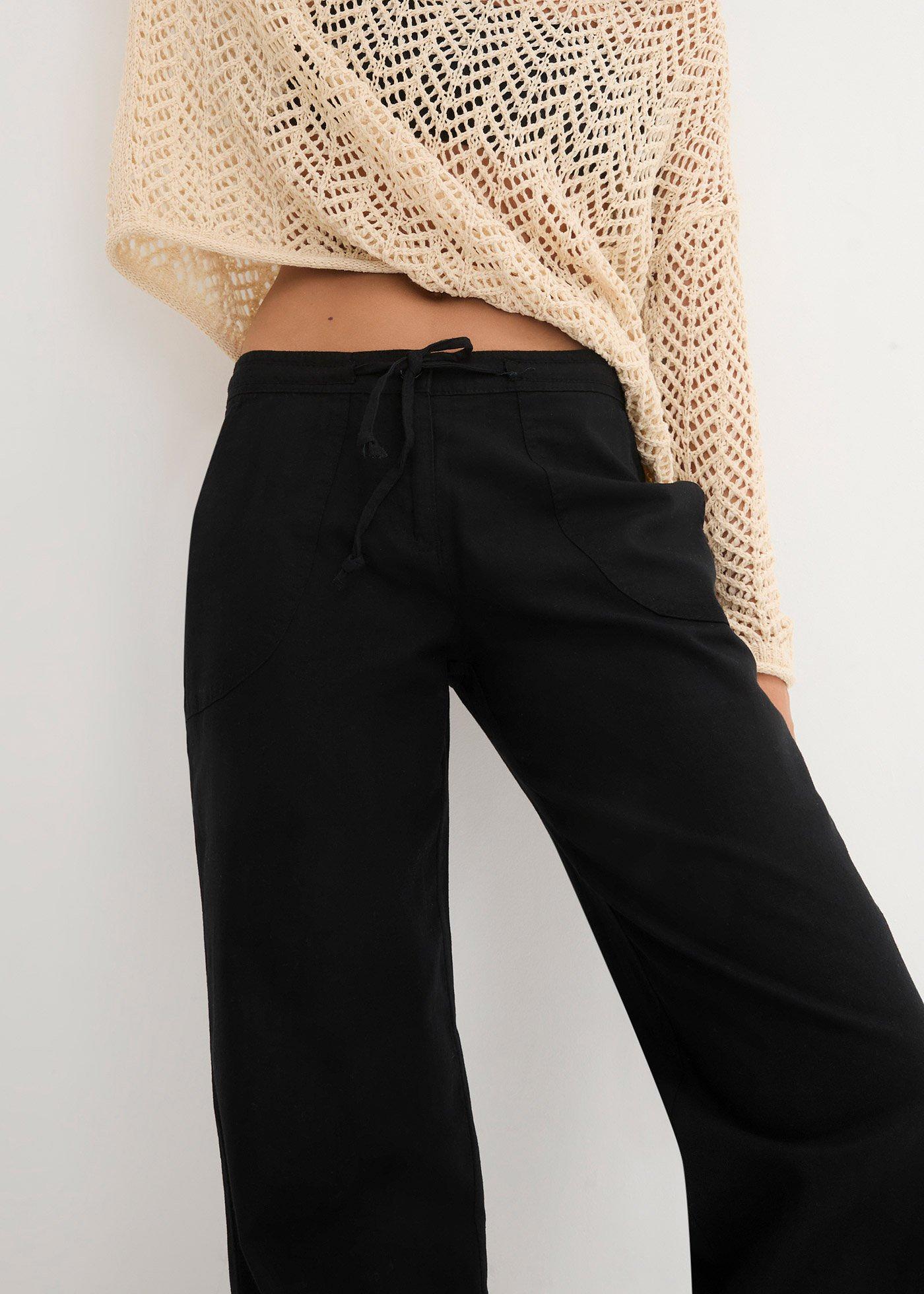 Spodnie lniane z szerokimi nogawkami - Bonprix