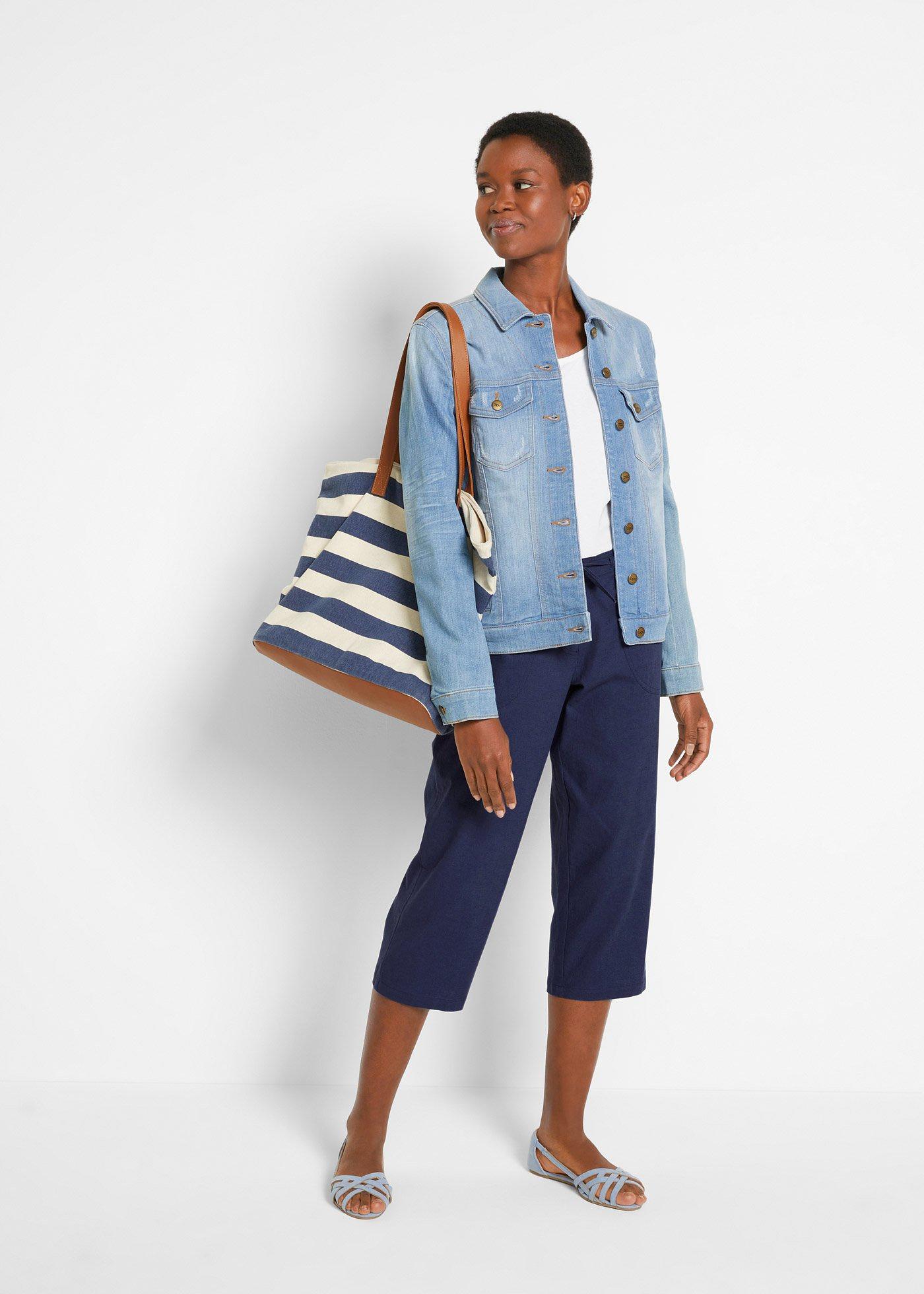 Spodnie lniane 3/4 - Bonprix