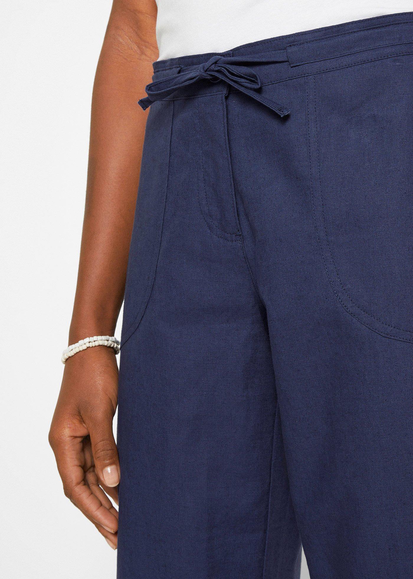 Spodnie lniane 3/4 - Bonprix