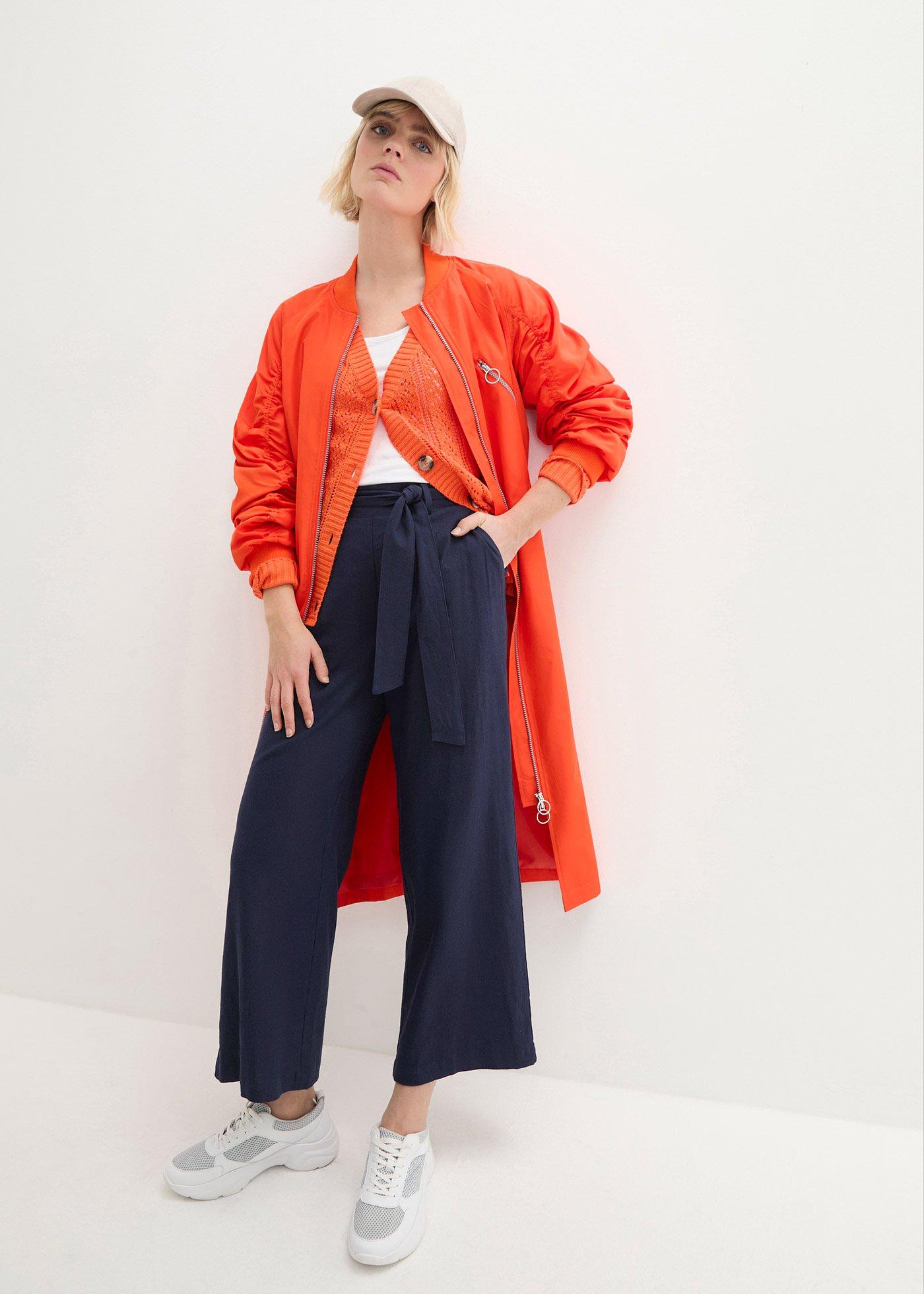 Spodnie culotte z przewiewnej mieszanki lnu - Bonprix