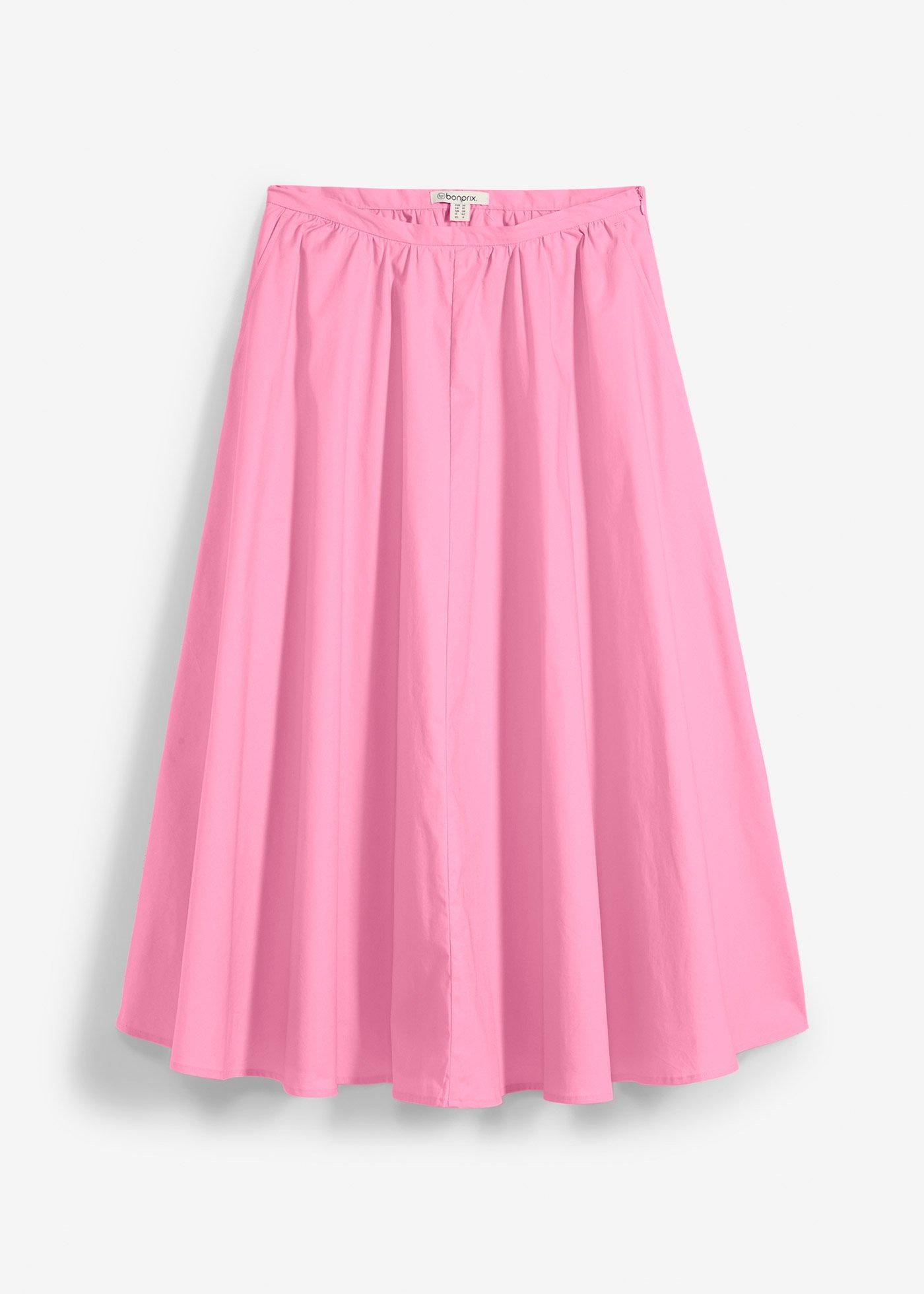 Midi rok in een elastische katoenmix