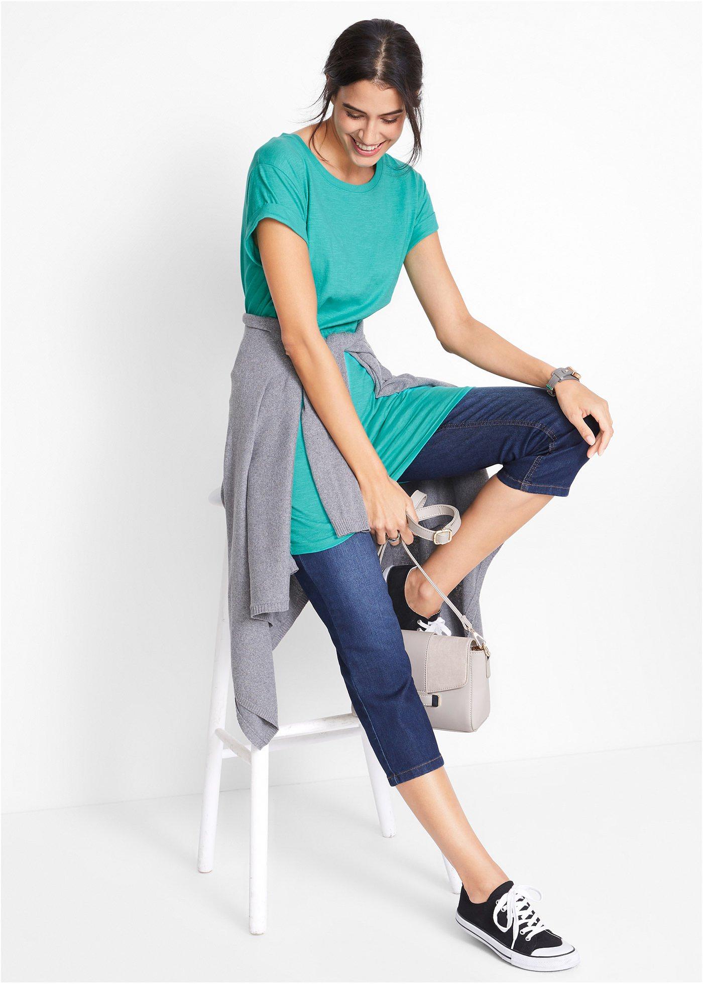 Długi T-shirt z czystej bawełny - Bonprix