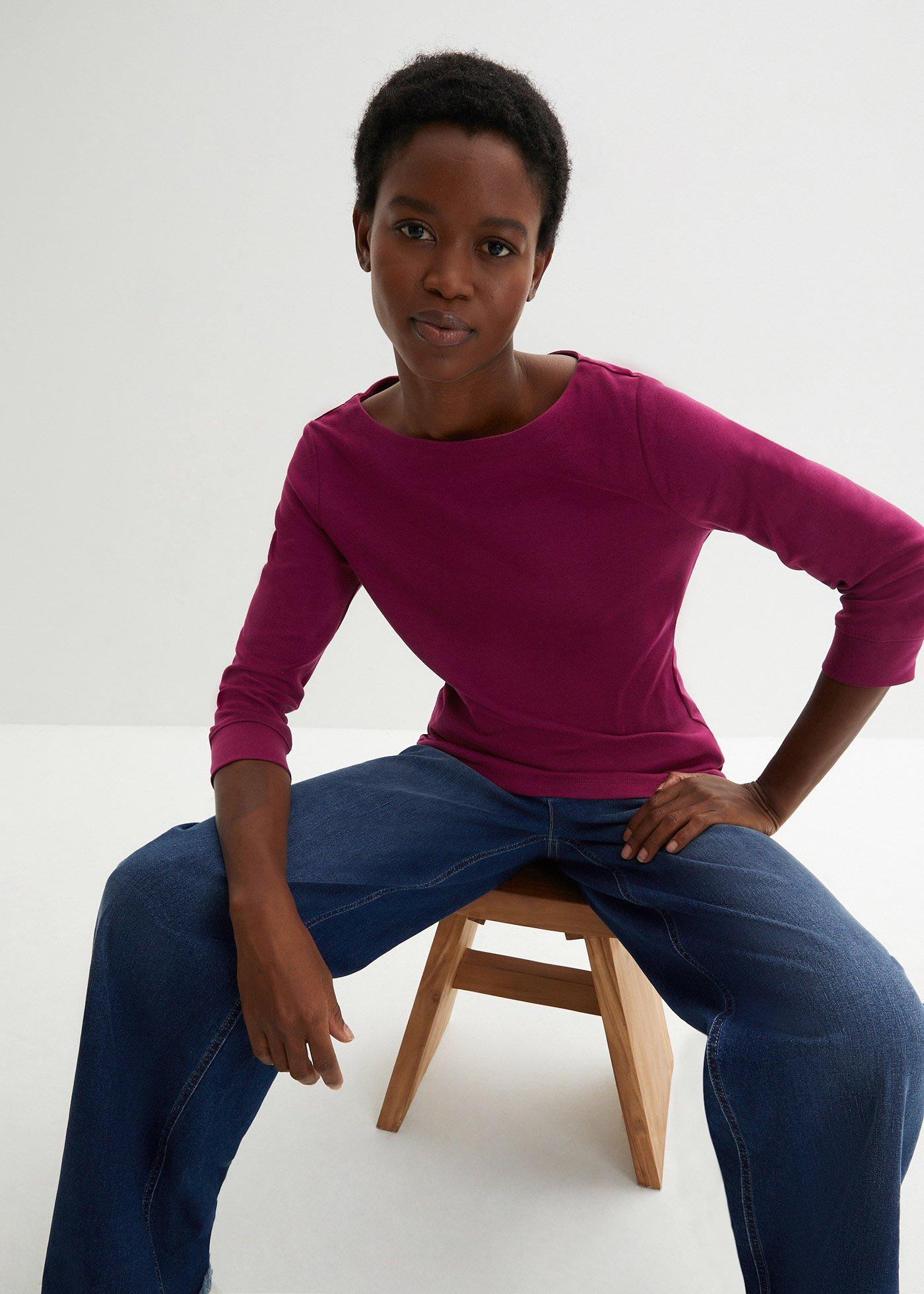 Bluzka z długim rękawem z czystej bawełny organicznej - Bonprix