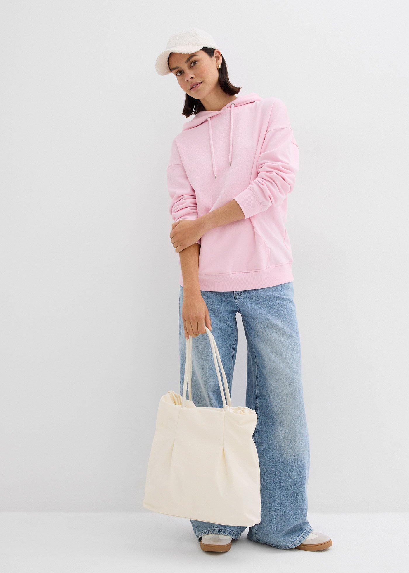 Bluza z kapturem oversize z mieszanki bawełny - Bonprix