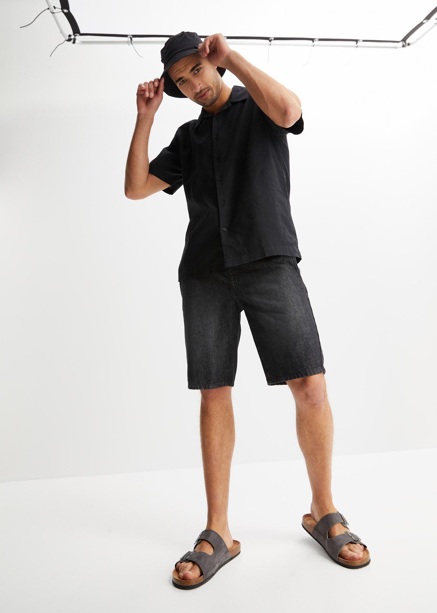 Koszula z krótkim rękawem z przewiewnej mieszanki lnu, loose fit - Bonprix