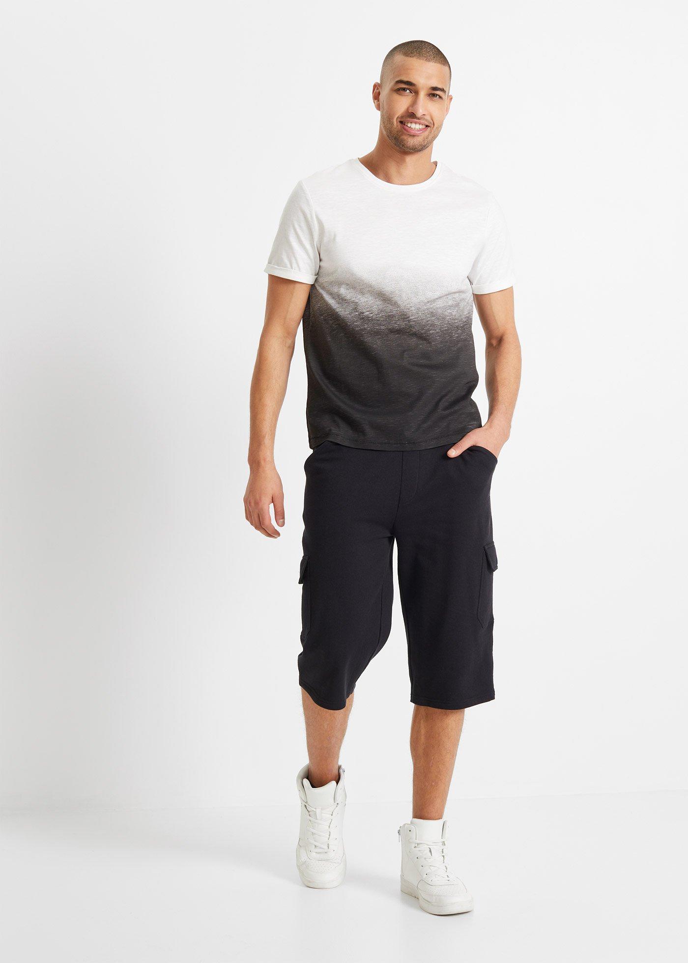 Długie dresowe bermudy bojówki z czystej bawełny, regular fit - Bonprix