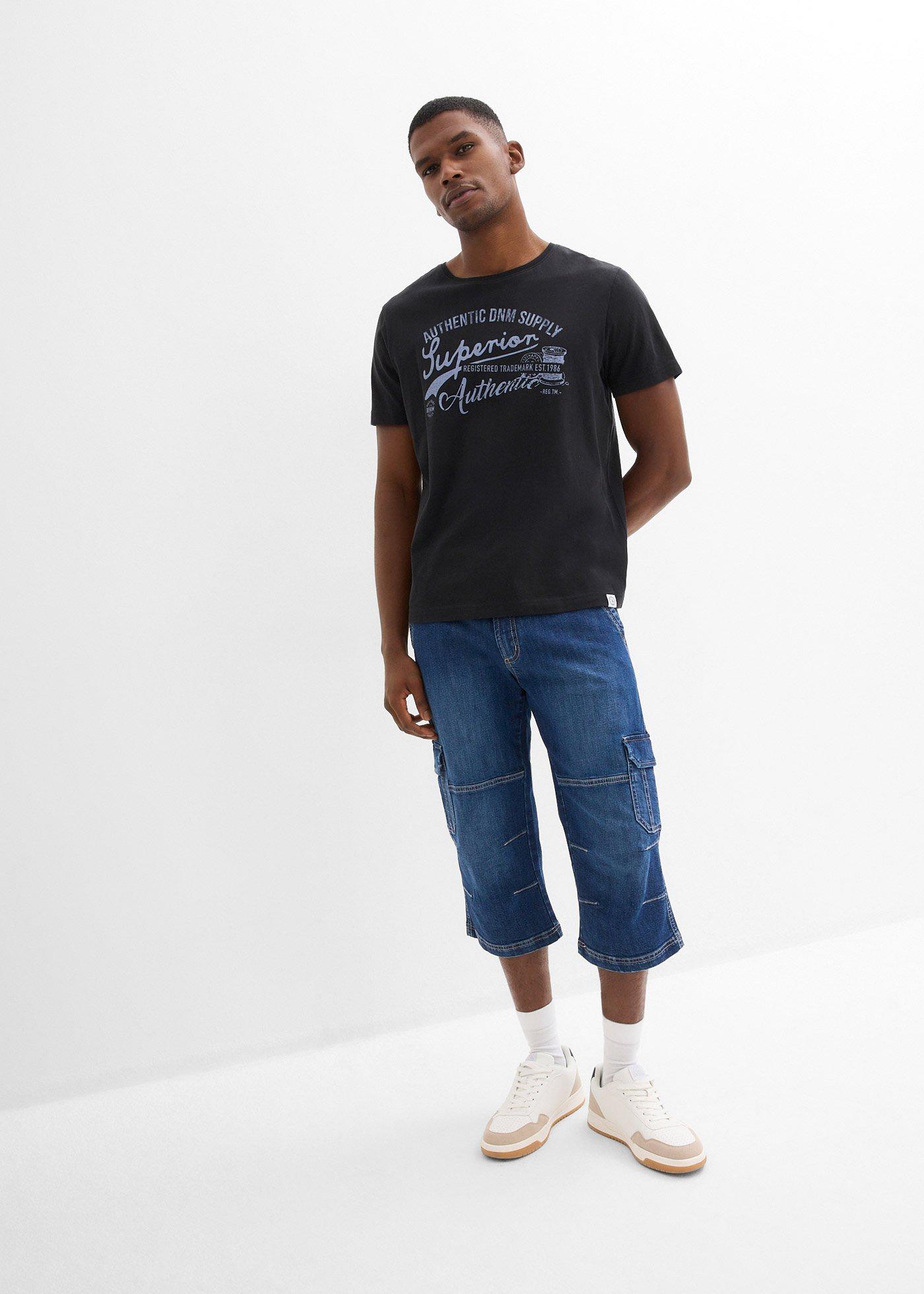 Dżinsy bojówki 3/4 regular fit z prostymi nogawkami - Bonprix