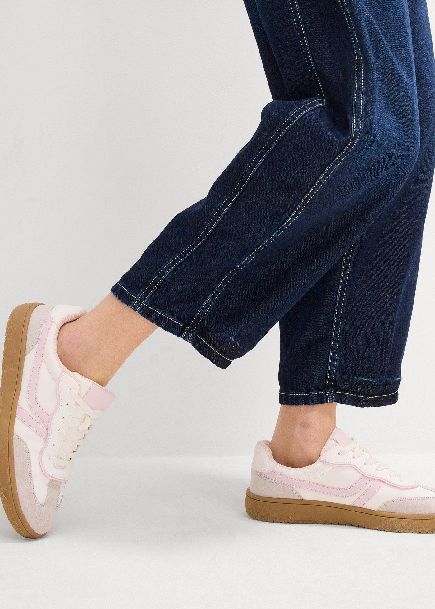 Jeansy o kroju balonowym, średni stan, super soft, cropped - Bonprix
