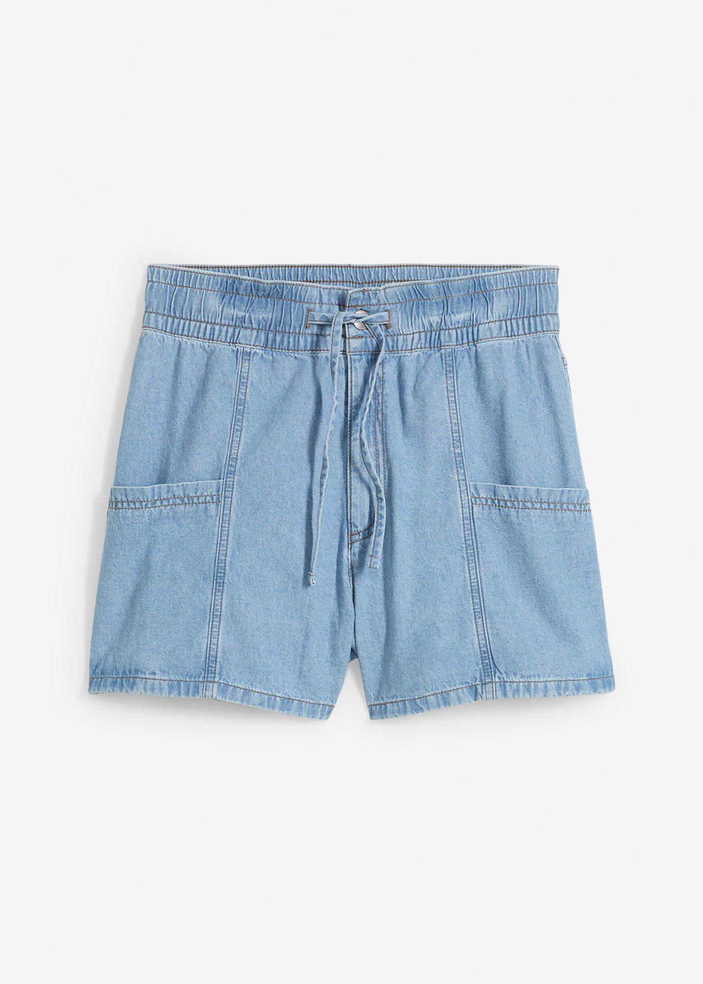 Short en jean avec taille haute élastiquée
