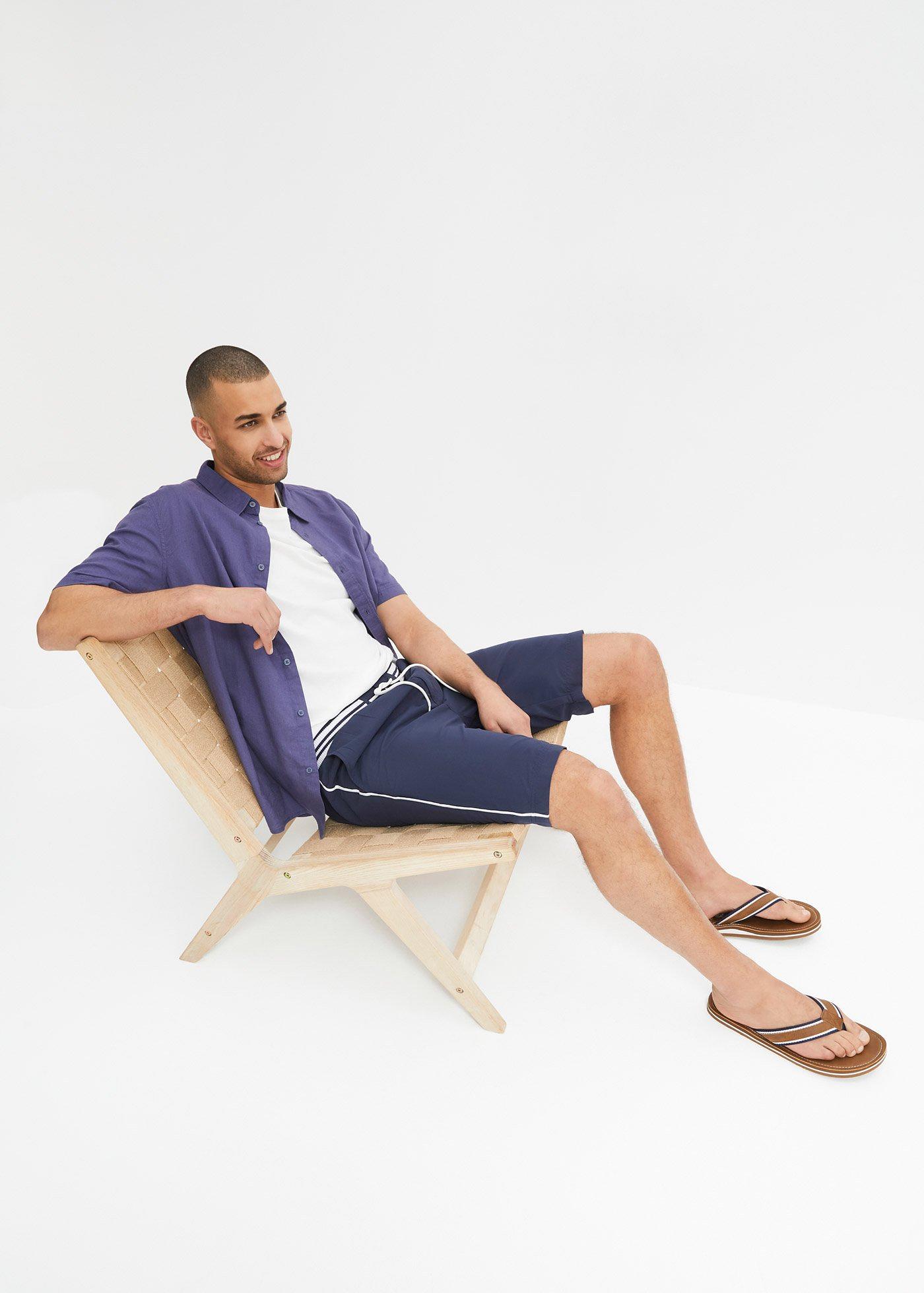 Koszula z krótkim rękawem z przewiewnej mieszanki lnu - Bonprix