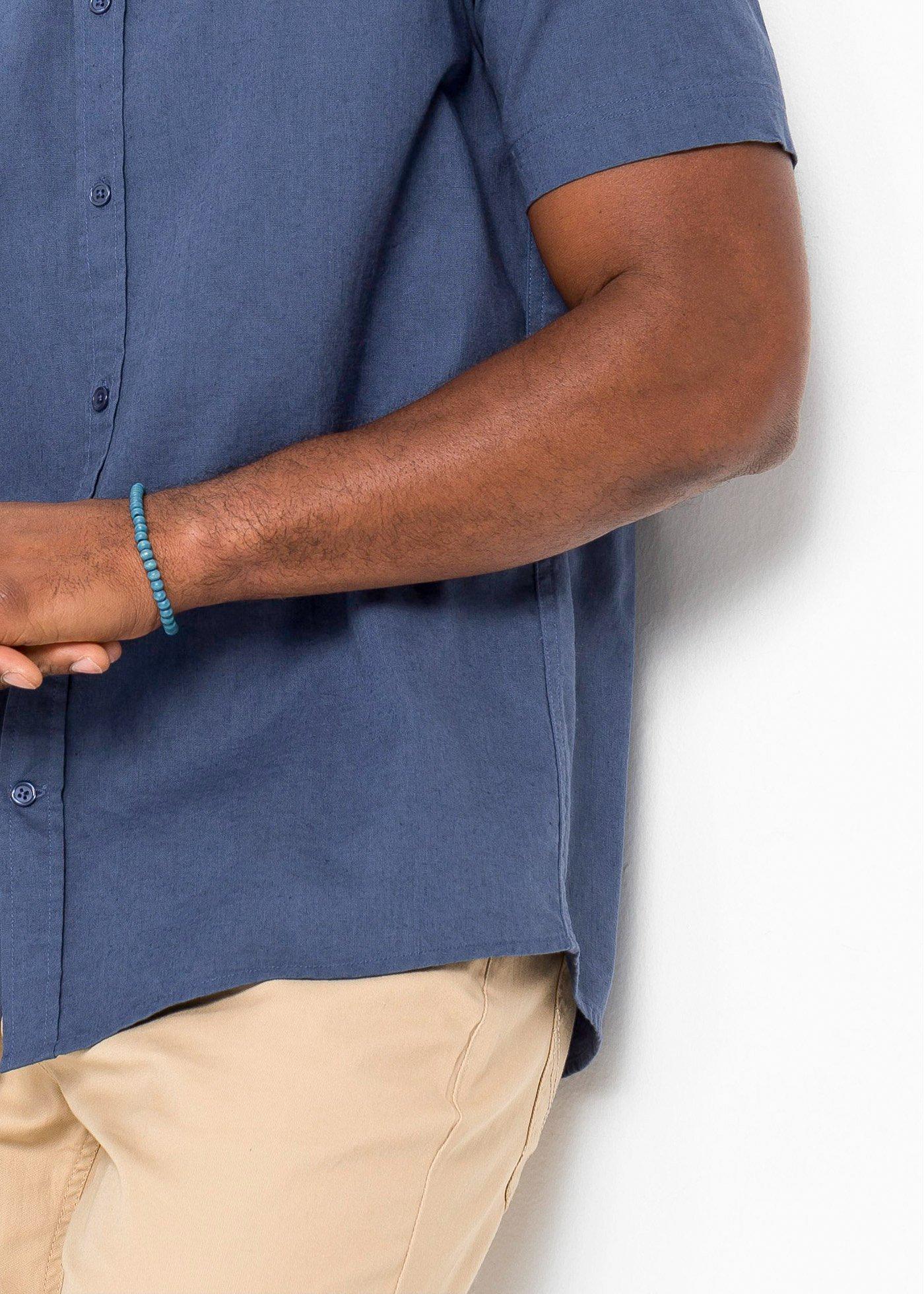 Koszula z krótkim rękawem z przewiewnej mieszanki lnu - Bonprix