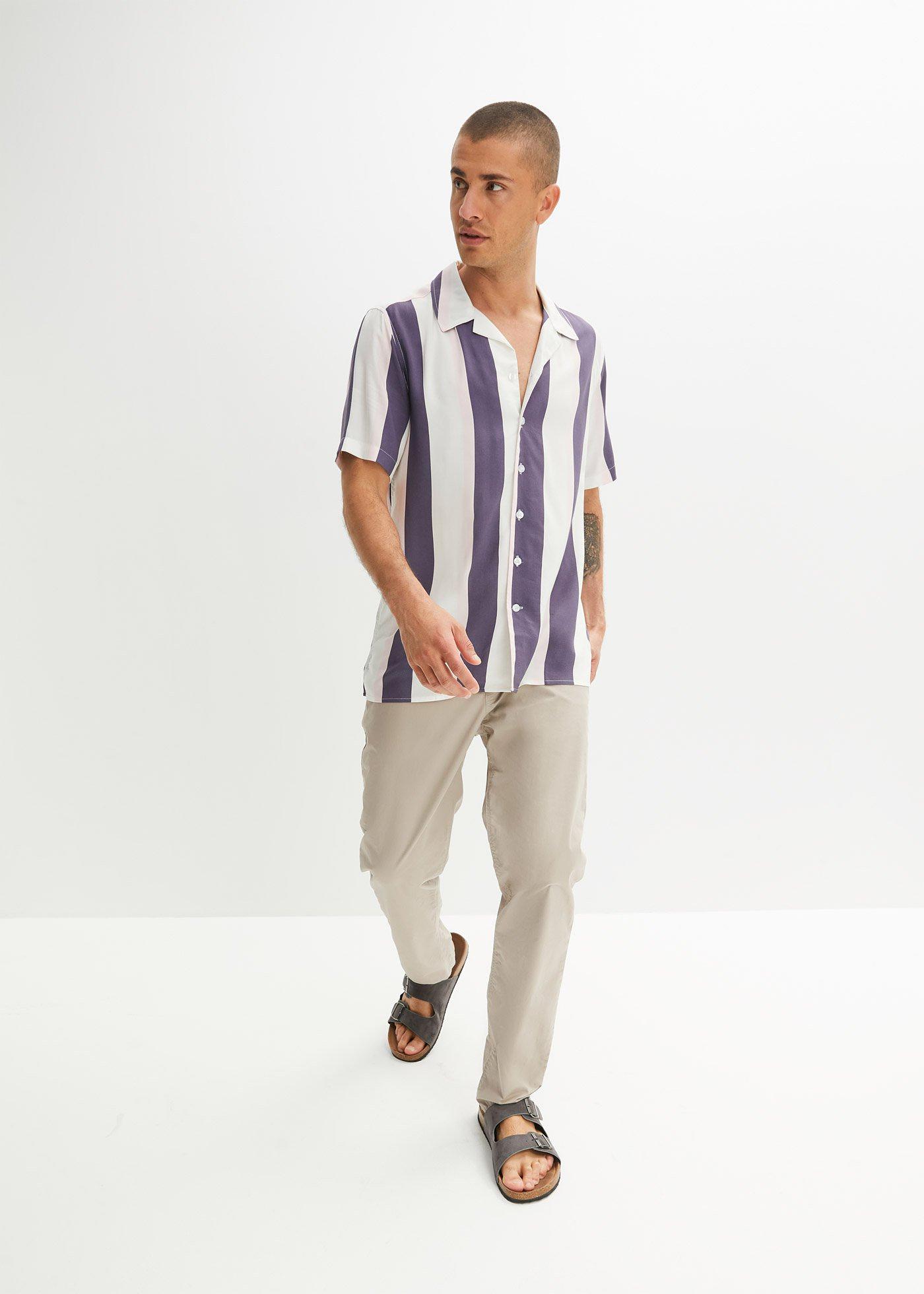 Spodnie ze stretchem i  elastyczną gumką w talii, regular fit, prosta nogawka - Bonprix