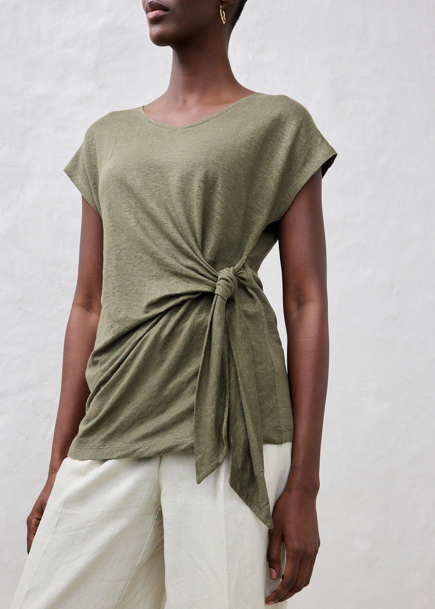 Shirt kopertowy z czystego lnu - Bonprix