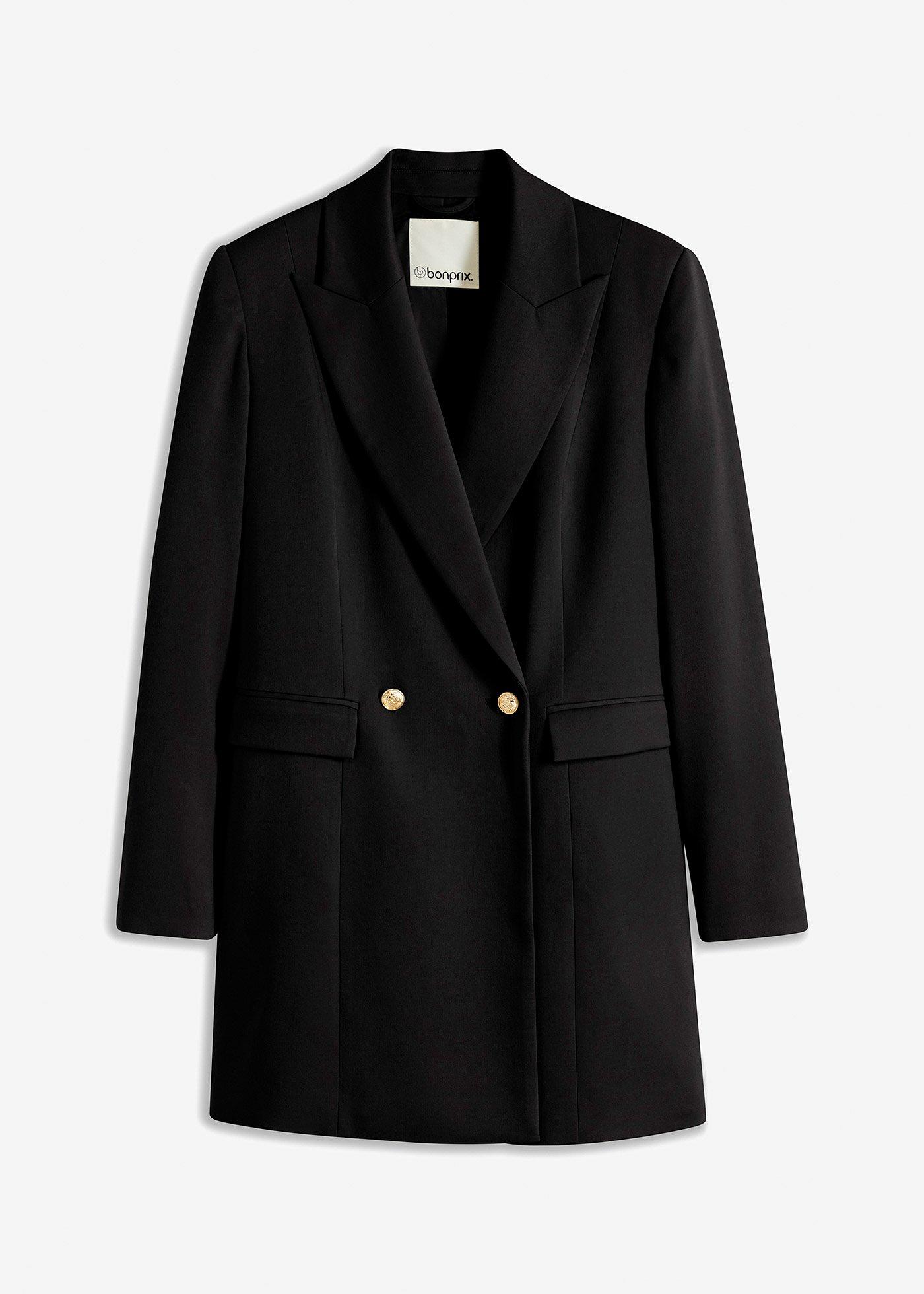 Long blazer à boutons décoratifs
