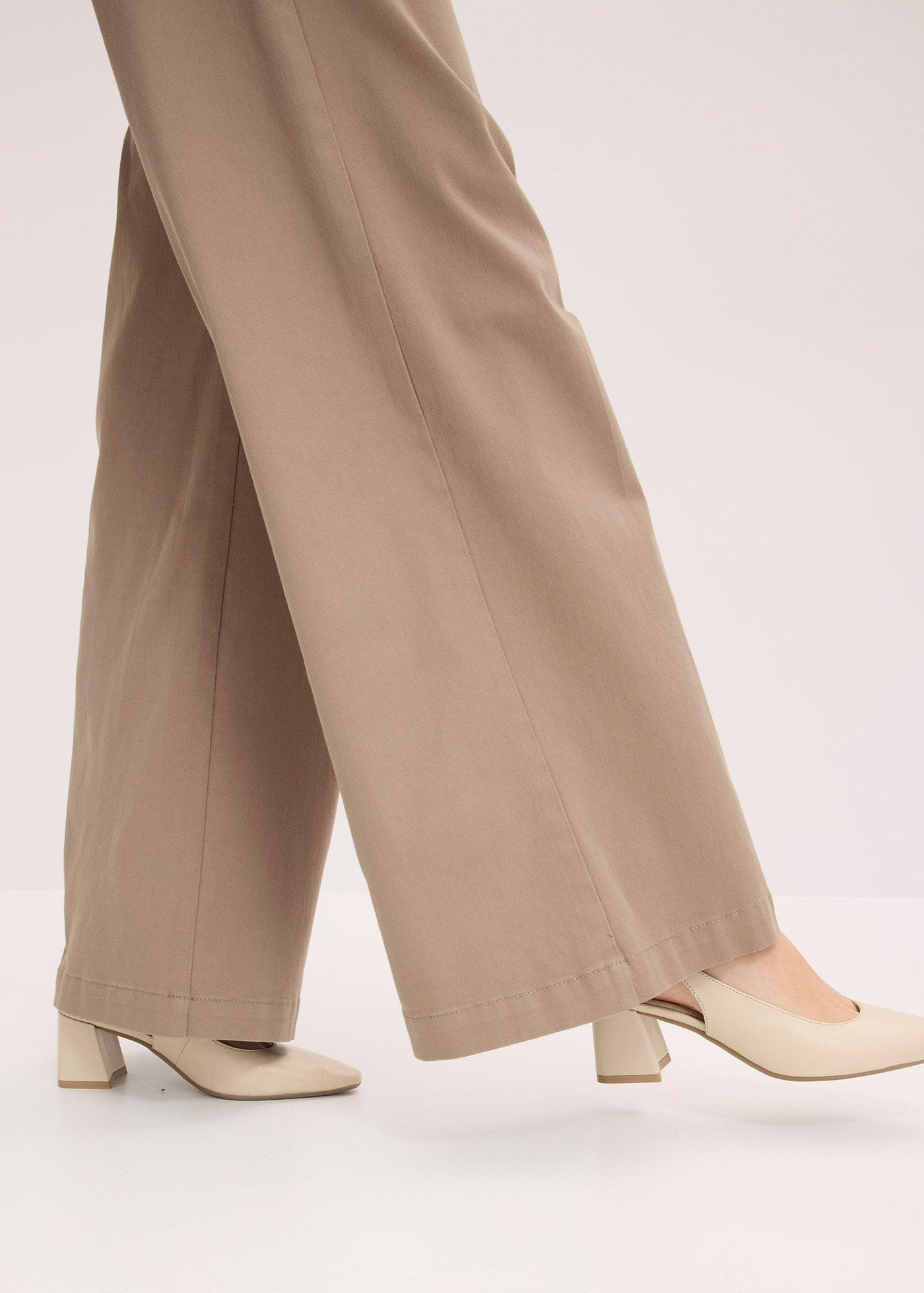 Spodnie wide leg z bawełny ze stretchem - Bonprix