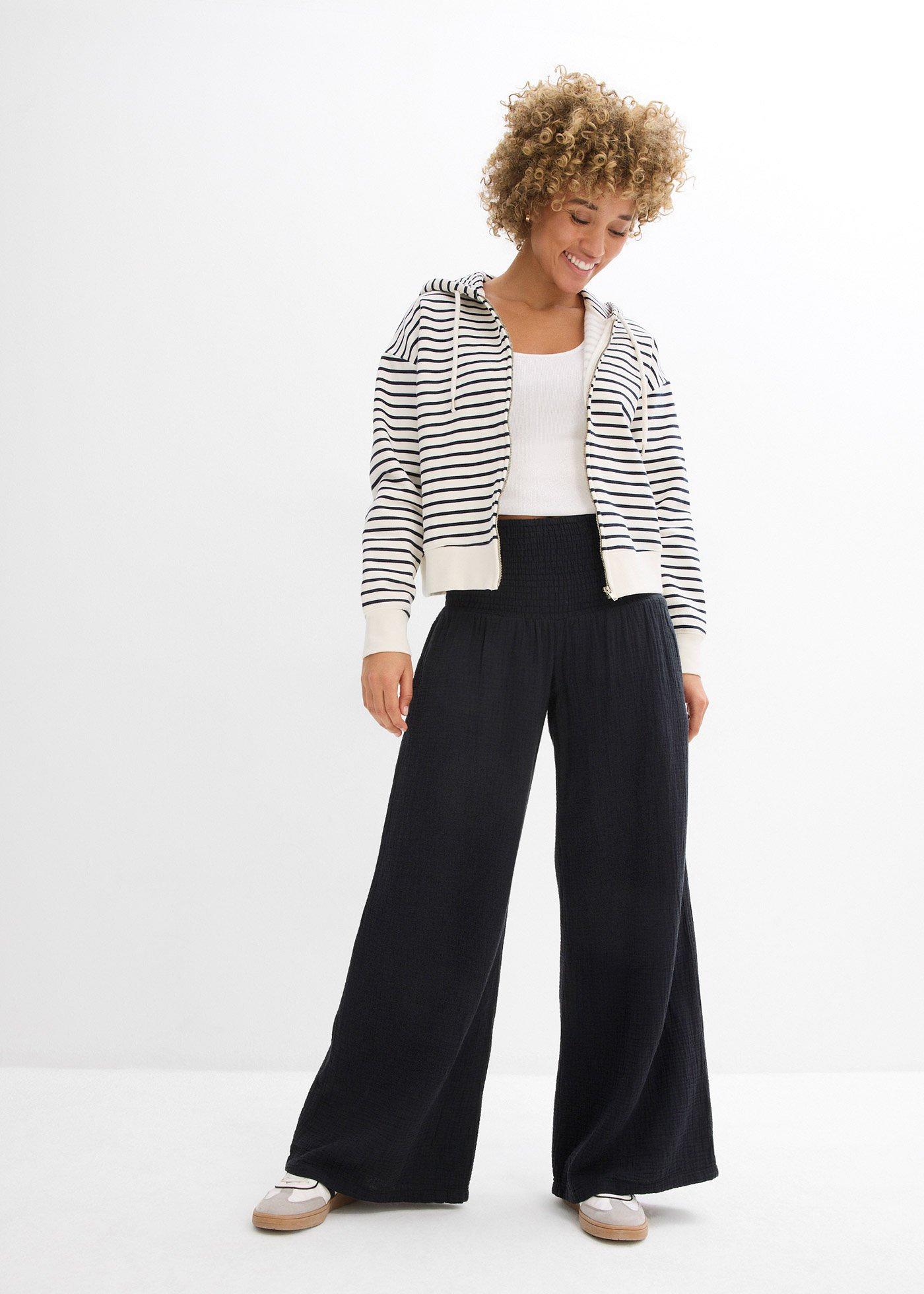 Muślinowe spodnie palazzo, z czystej bawełny - Bonprix