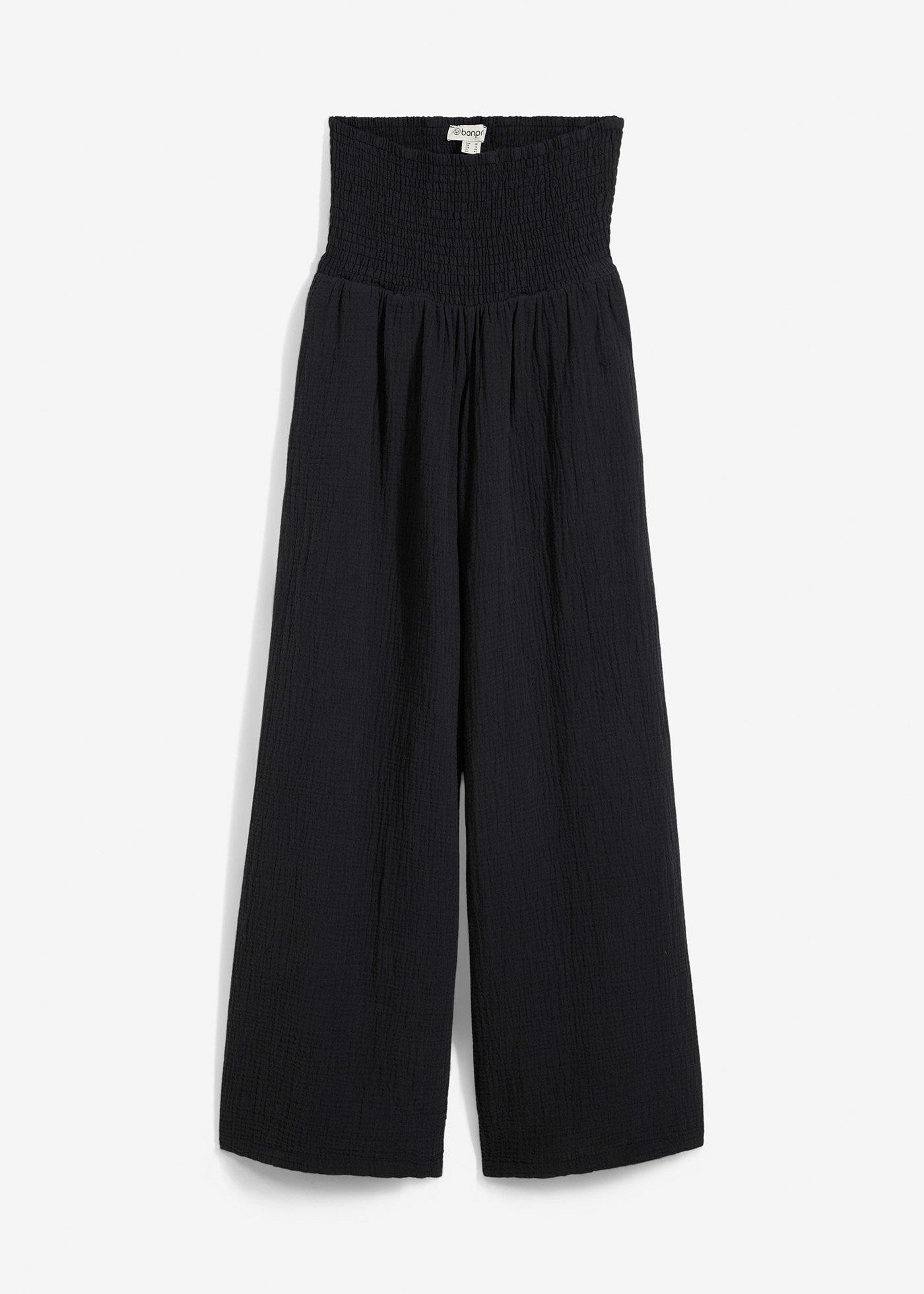 Pantaloni palazzo din muselină din bumbac 100%
