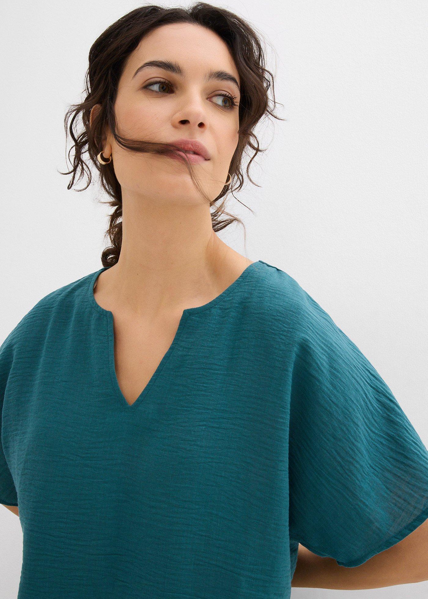Bluzka oversize z elastycznym brzegiem - Bonprix