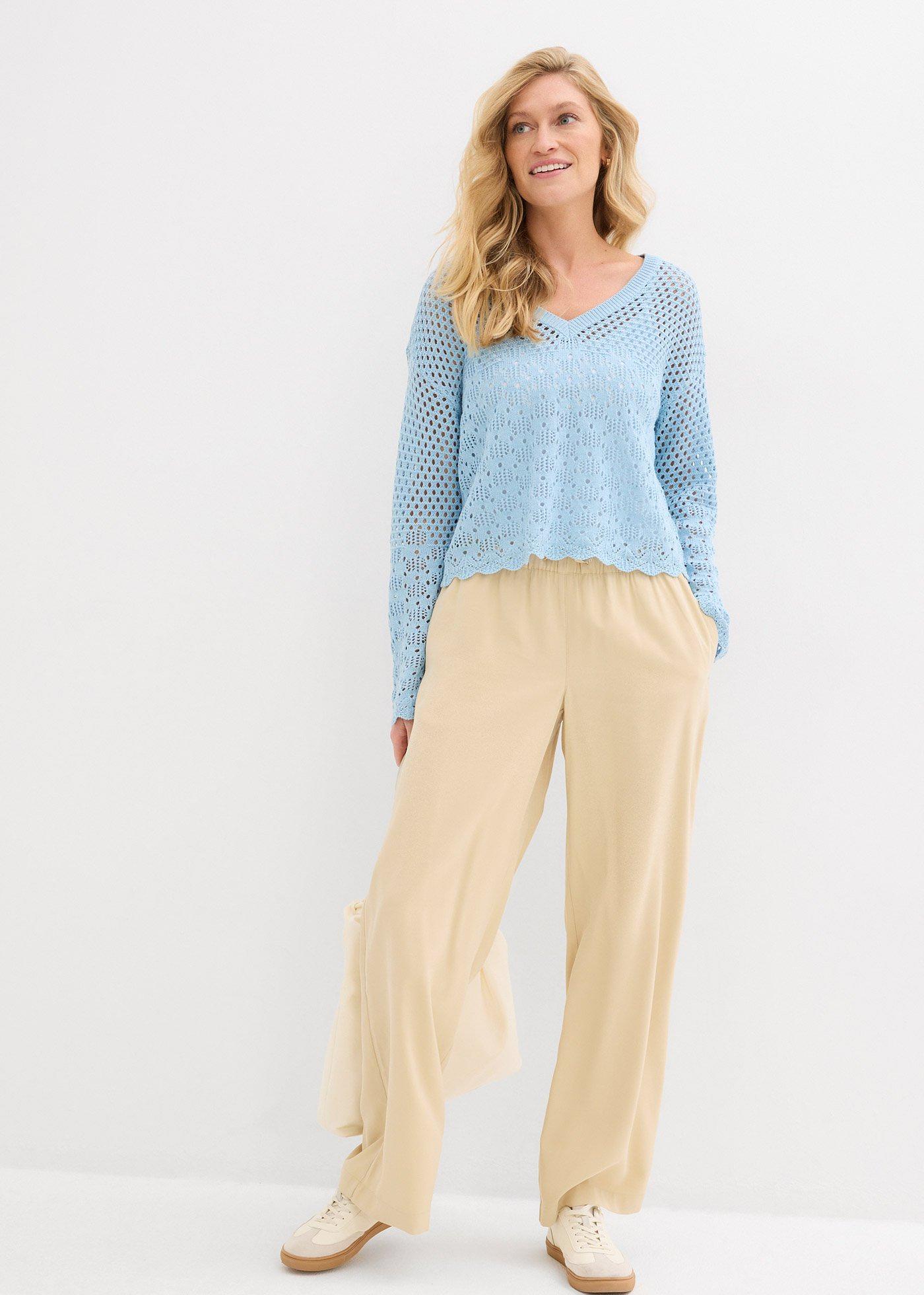 Lekki sweter ażurowy - Bonprix