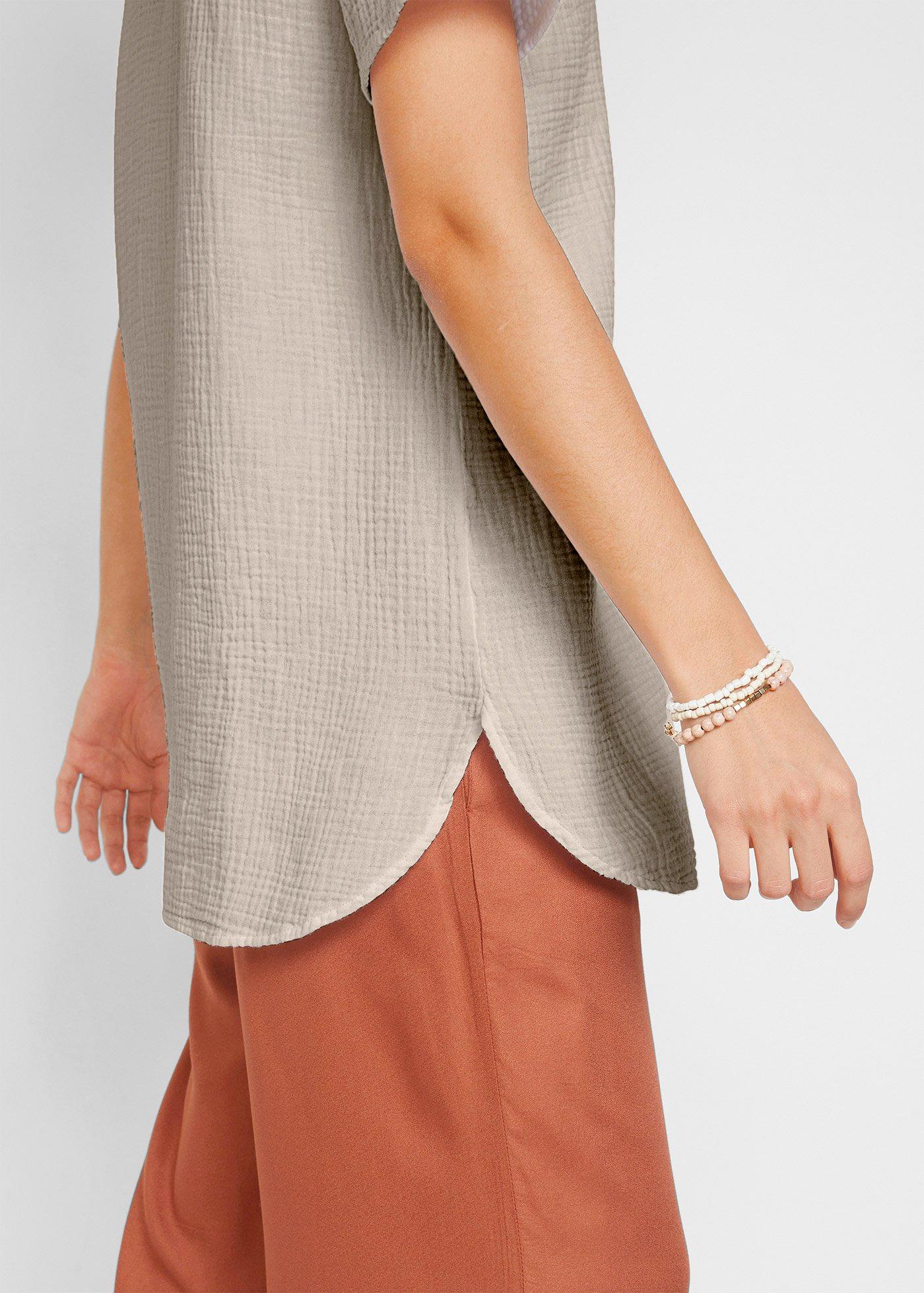 Długa tunika muślinowa z czystej bawełny - Bonprix