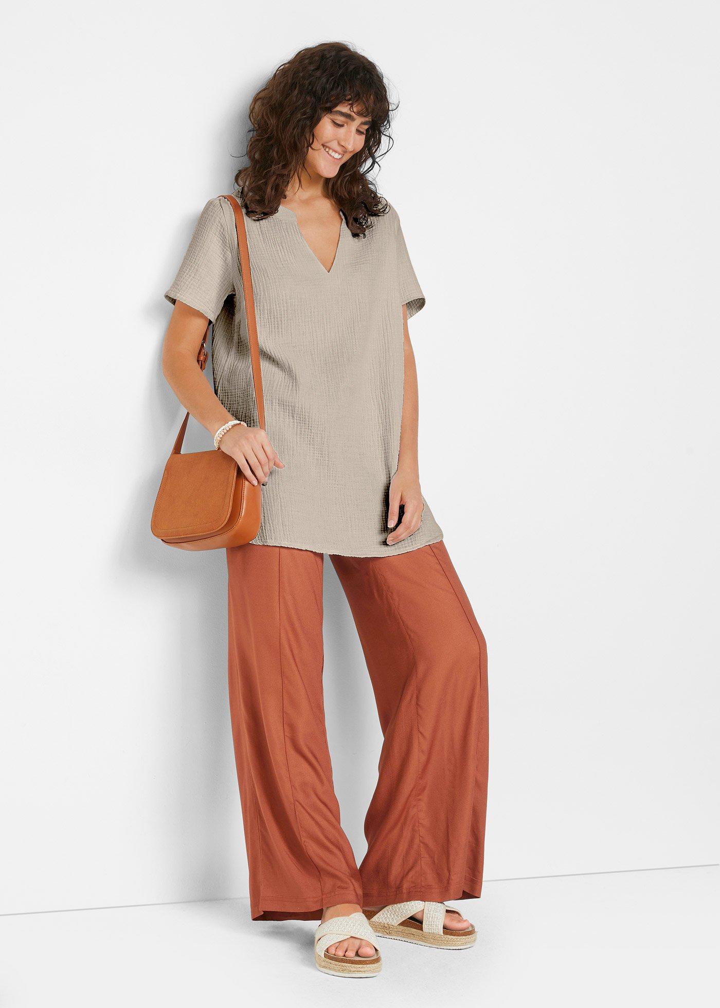 Długa tunika muślinowa z czystej bawełny - Bonprix