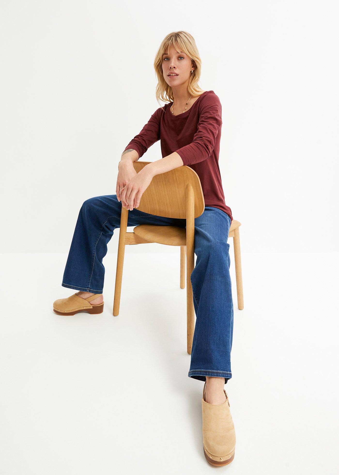 Bawełniana bluzka z długim rękawem - Bonprix