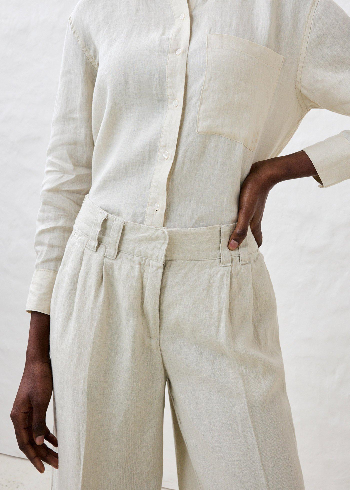 Spodnie z zakładkami, z czystego lnu - Bonprix