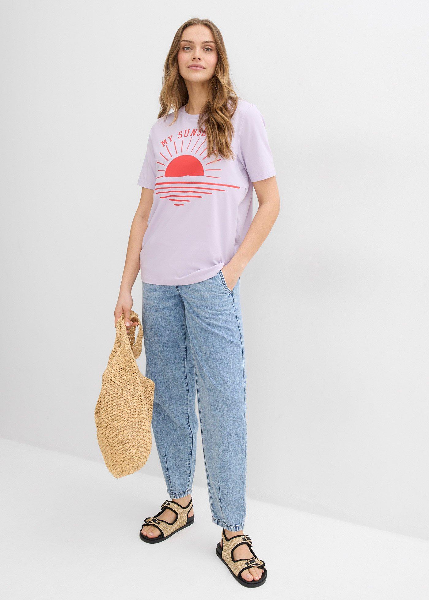 T-shirt 2 w 1 na okres ciązy i do karmienia z bawełny organicznej - Bonprix
