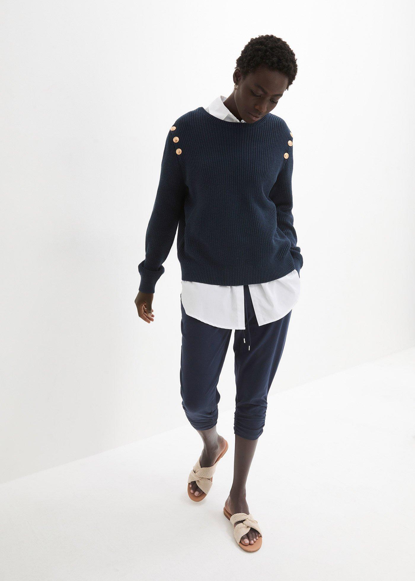 Spodnie z dżerseju z mieszanki bawełny - Bonprix