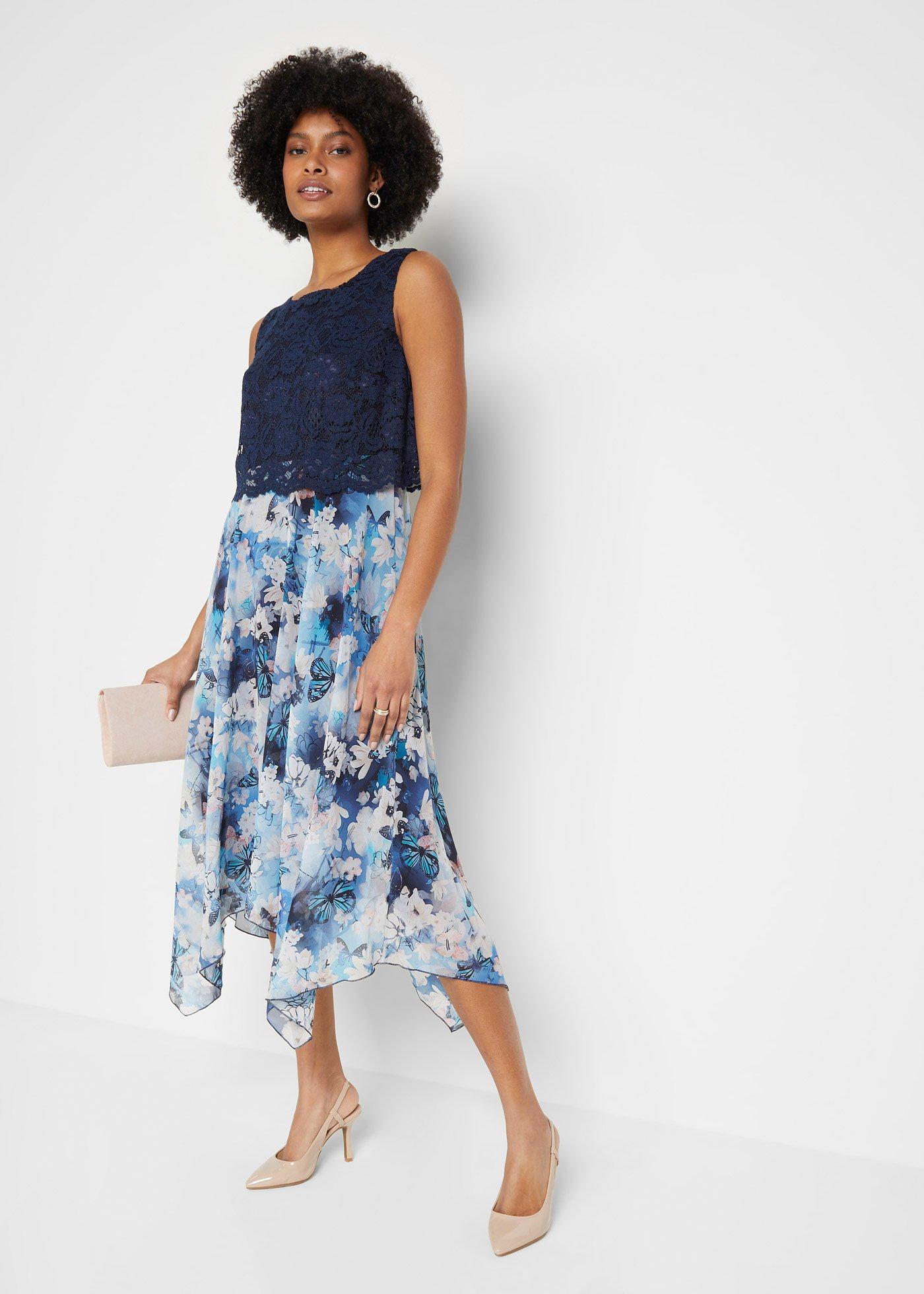 Sukienka szyfonowa z delikatną koronką - Bonprix