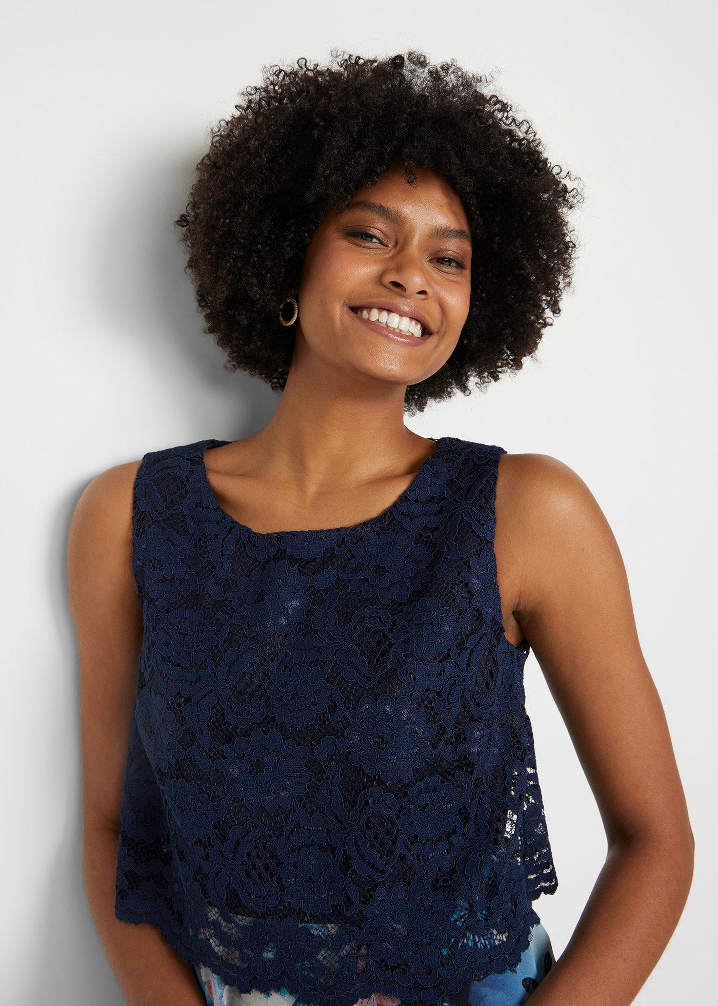 Sukienka szyfonowa z delikatną koronką - Bonprix