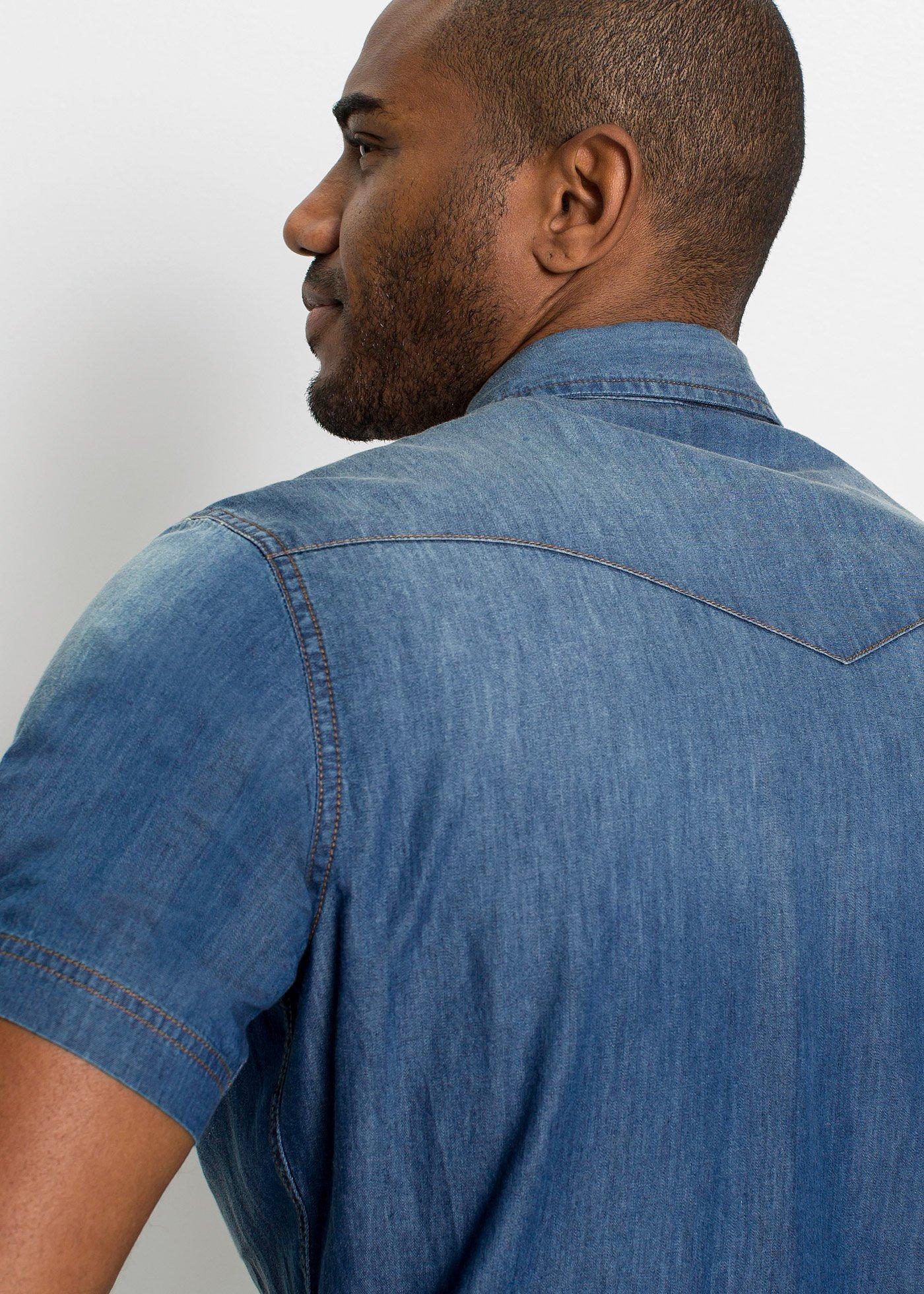 Koszula dżinsowa z czystej bawełny organicznej, krótki rękaw, slim fit - Bonprix