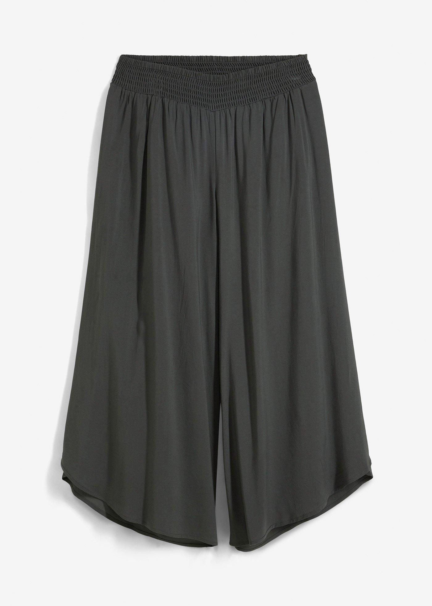 Pantaloni culotte cu lungime până la gambe, din viscoză moale