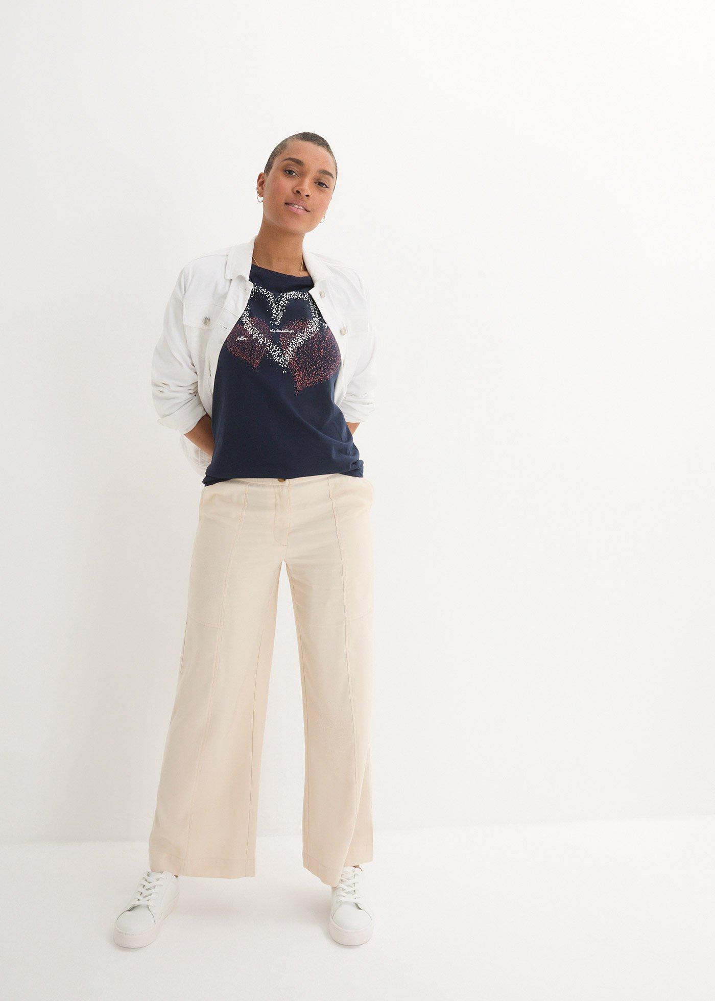 Bluzka bawełniana z nadrukiem serca z bawełny organicznej - Bonprix