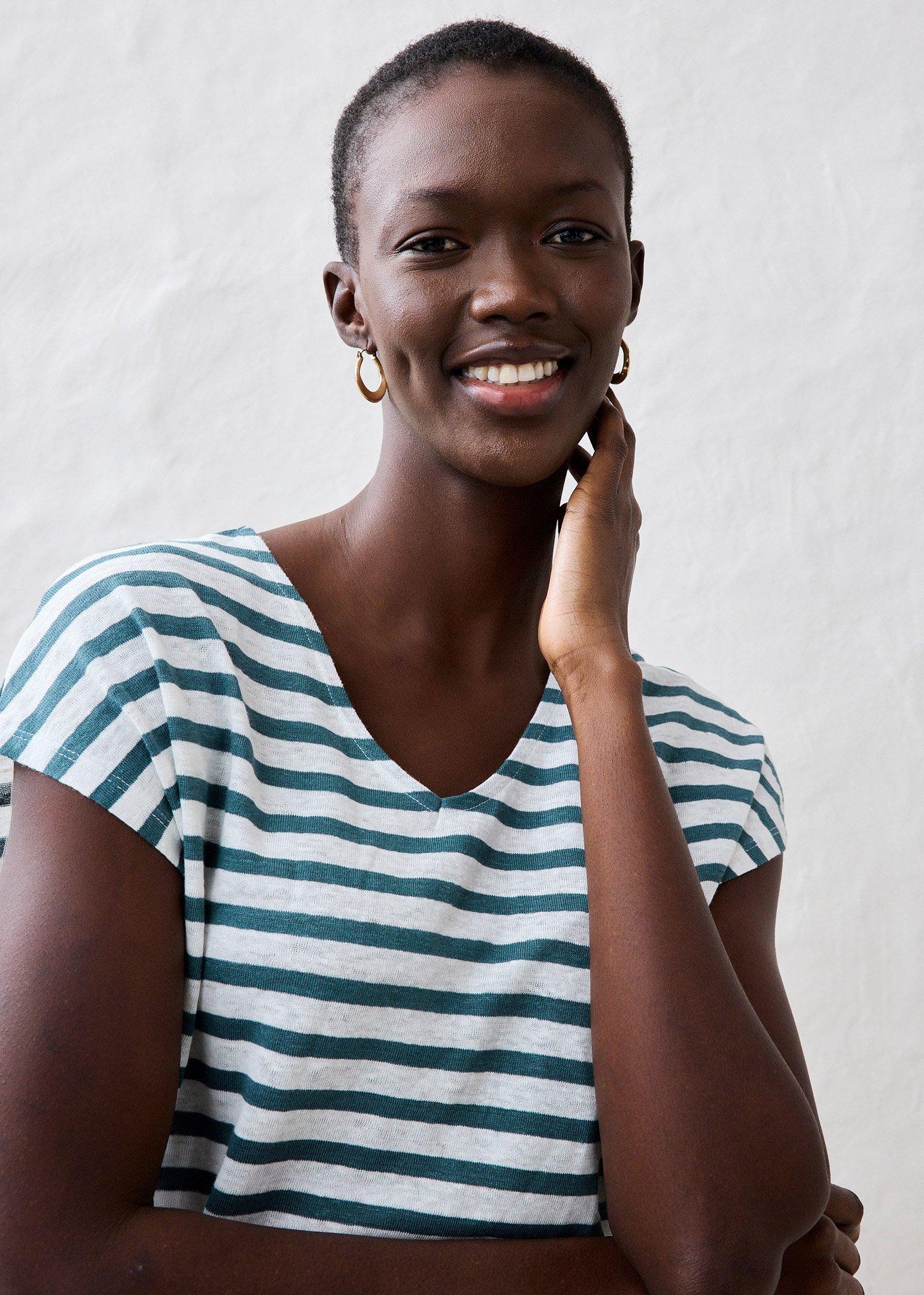 Bluzka z czystego lnu z rękawami typu nietoperz - Bonprix