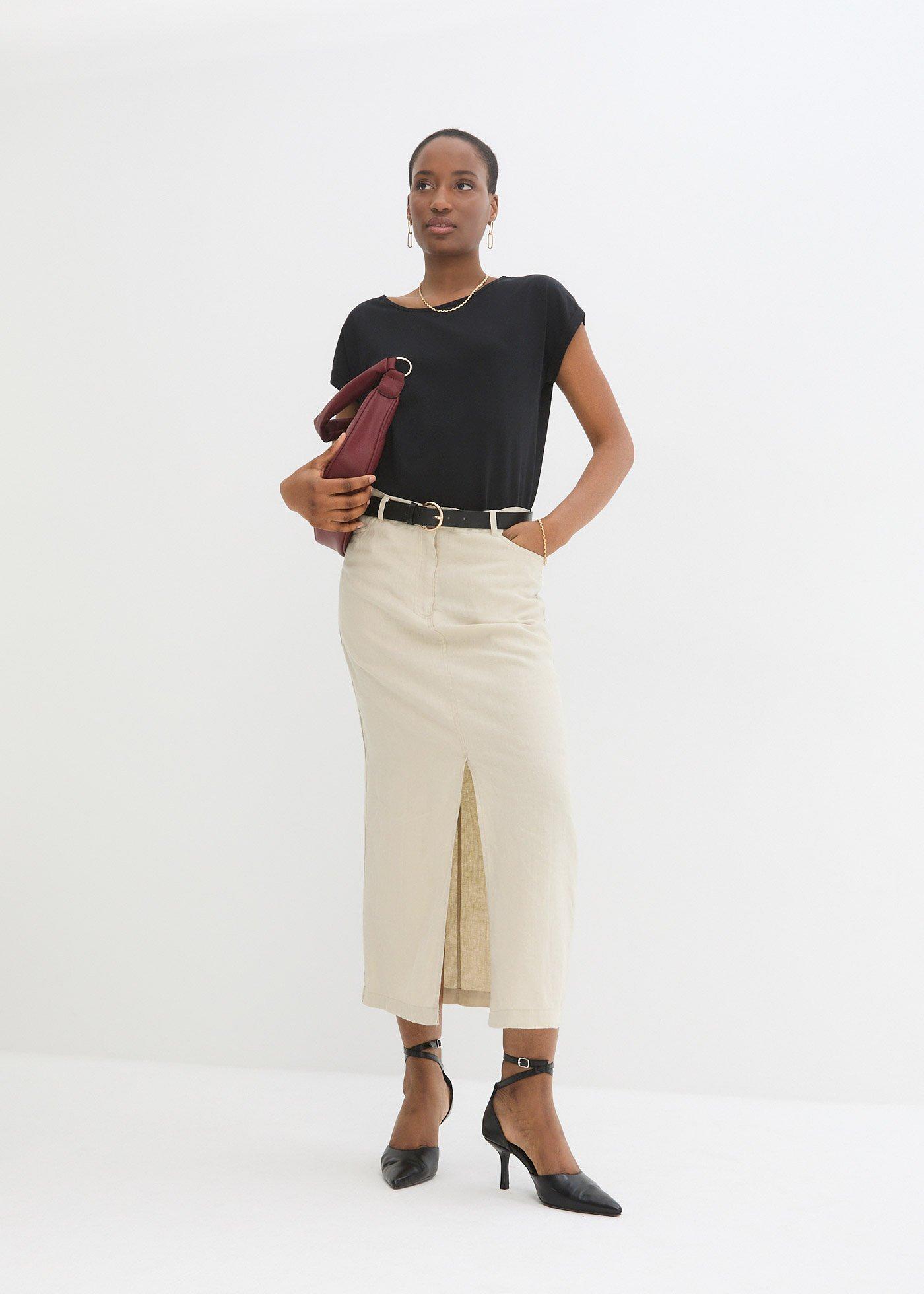 Koszulka z domieszką jedwabiu - Bonprix