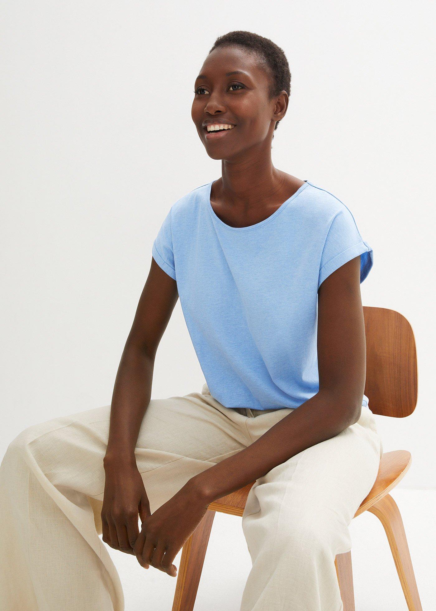 Koszulka z domieszką jedwabiu - Bonprix