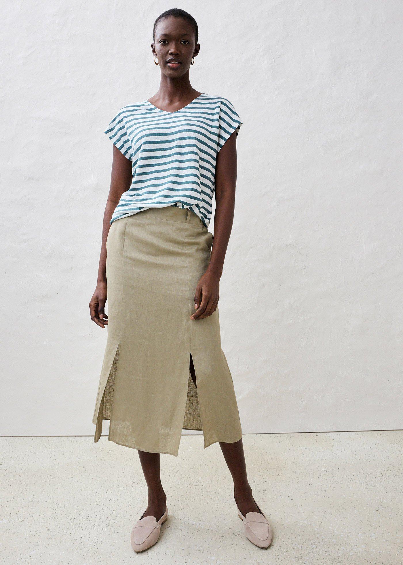 Bluzka z czystego lnu z rękawami typu nietoperz - Bonprix