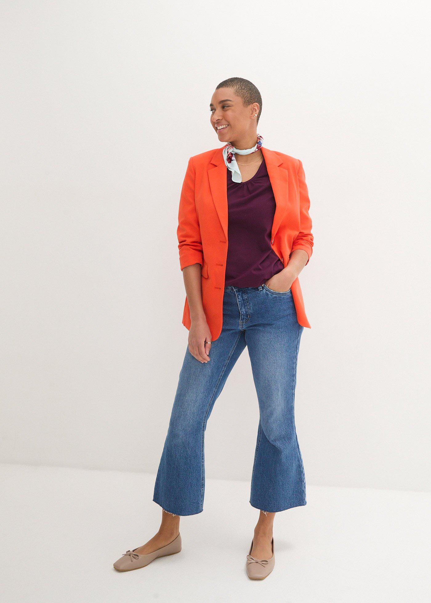 Bluzka bawełniana z czystej bawełny z długim rękawem i gumką - Bonprix