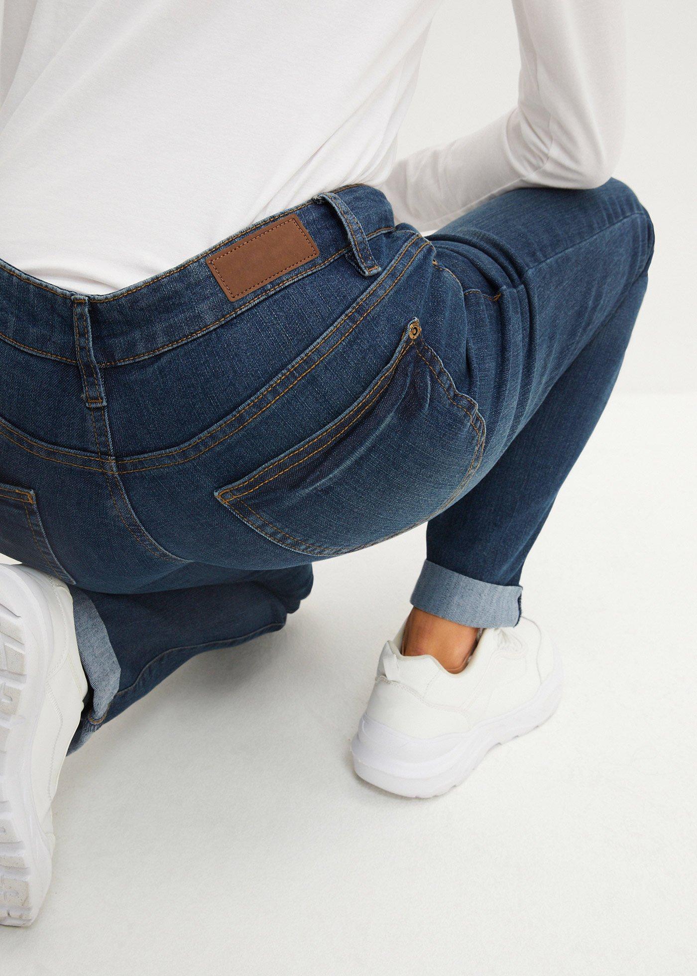 Jeansy ze stretchem straight, mid waist - Bonprix