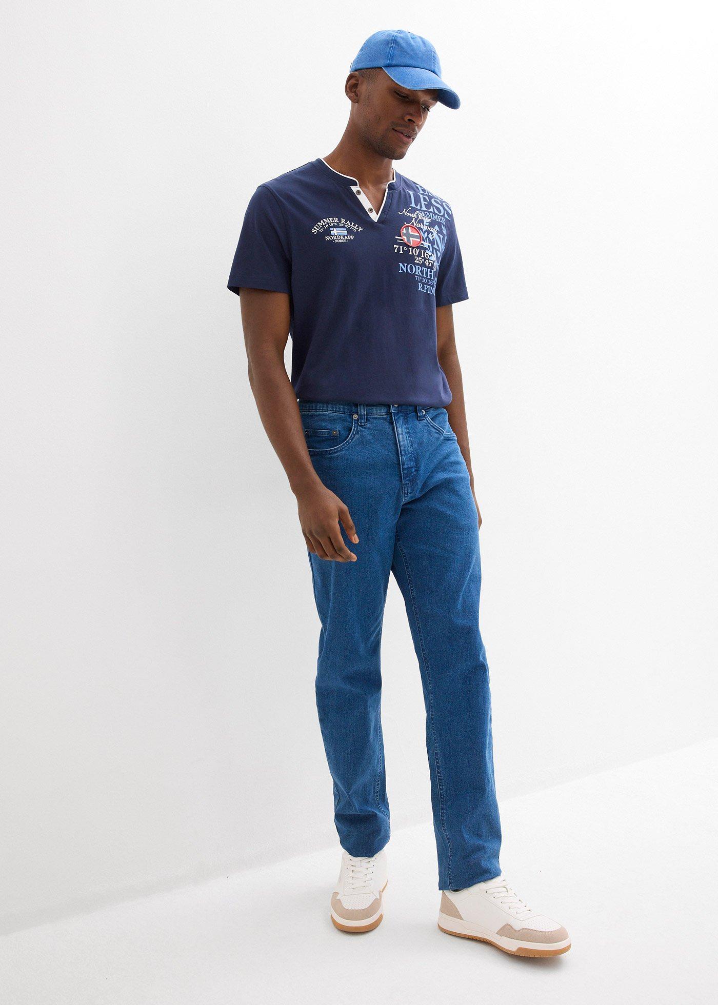 Koszulka z czystej bawełny organicznej z dekoltem henley i krótkim rękawem - Bonprix