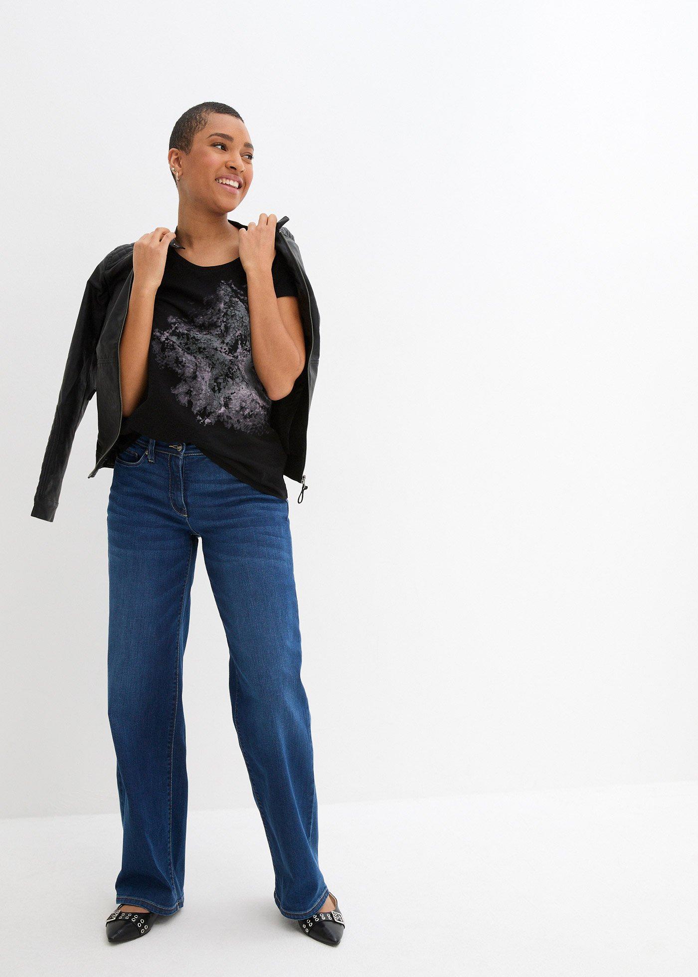 Shirt bawełniany z przędzy mieszankowej, krótki rękaw - Bonprix