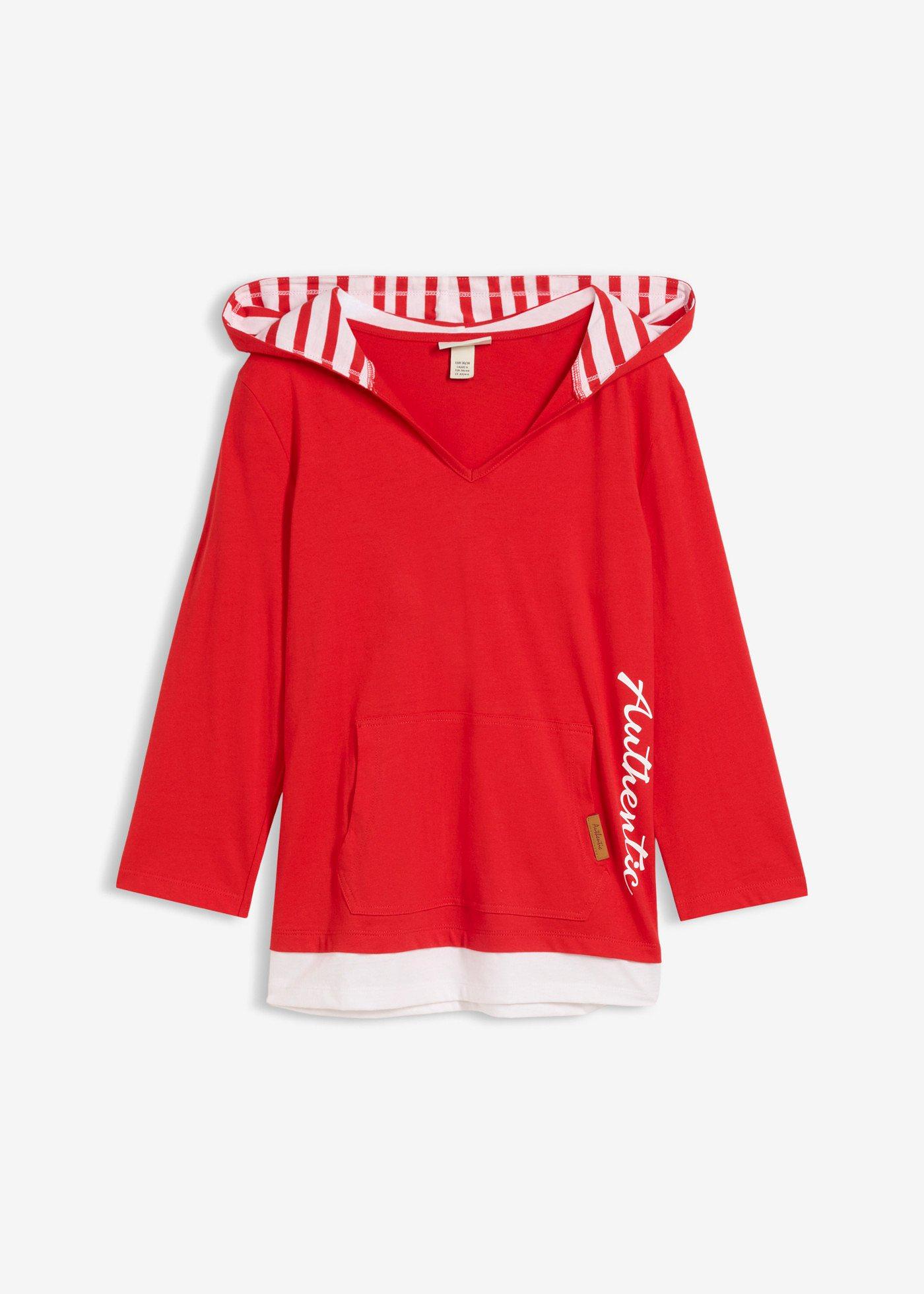 T-shirt à capuche, manches 3/4, 100% coton