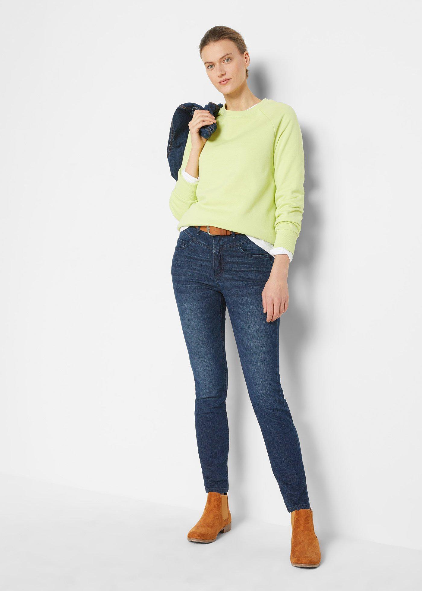 Jeansy ze stretchem, skinny, high waist, cropped - Bonprix