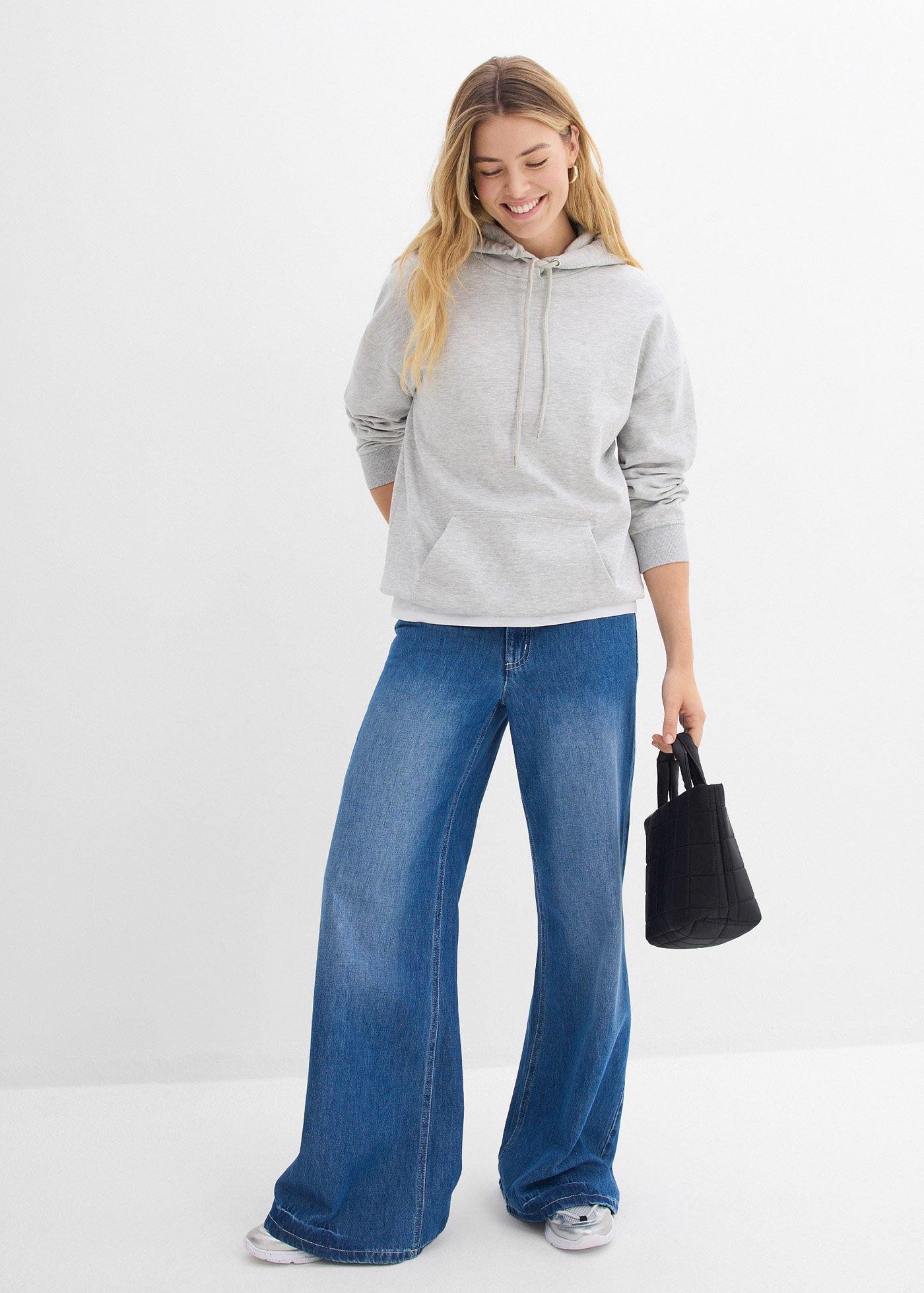 Bluza z kapturem oversize z mieszanki bawełny - Bonprix