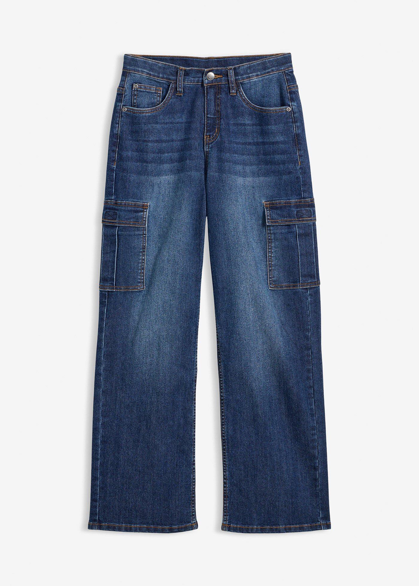 Jean droit et extensible, coupe loose, taille réglable