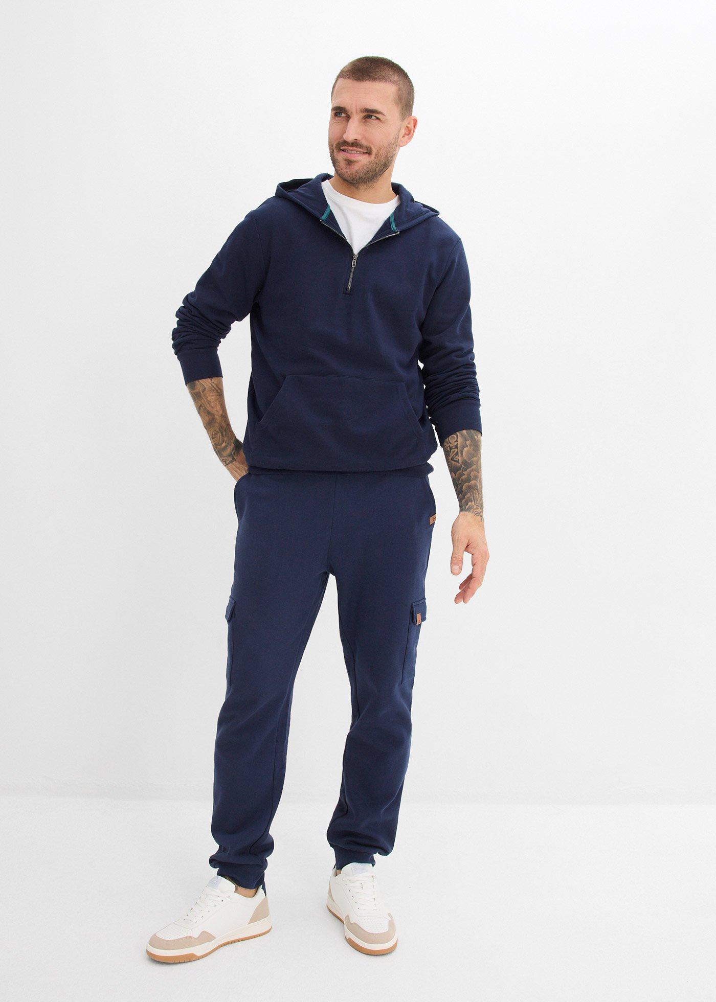 Spodnie joggingowe z kieszeniami cargo z czystej bawełny organicznej - Bonprix