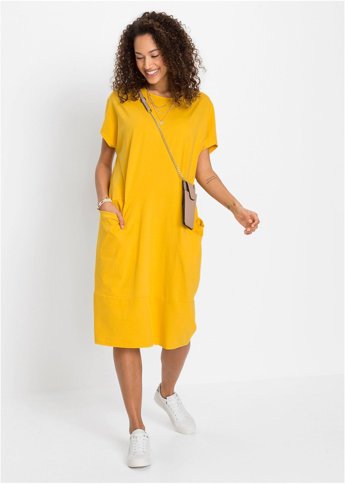 Sukienka z dżerseju z kieszeniami - Bonprix